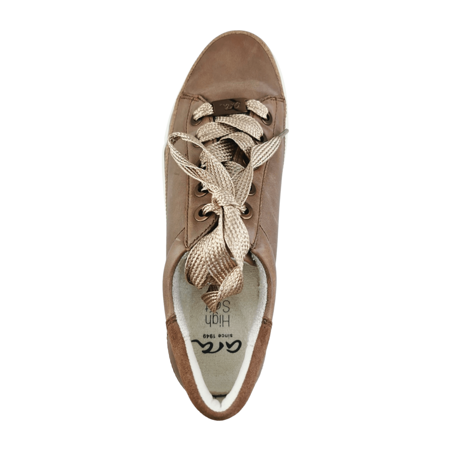 ARA ROM Women's Brown Smooth Leather Lace-Up Shoes - Low Top Style with Textile Lining
