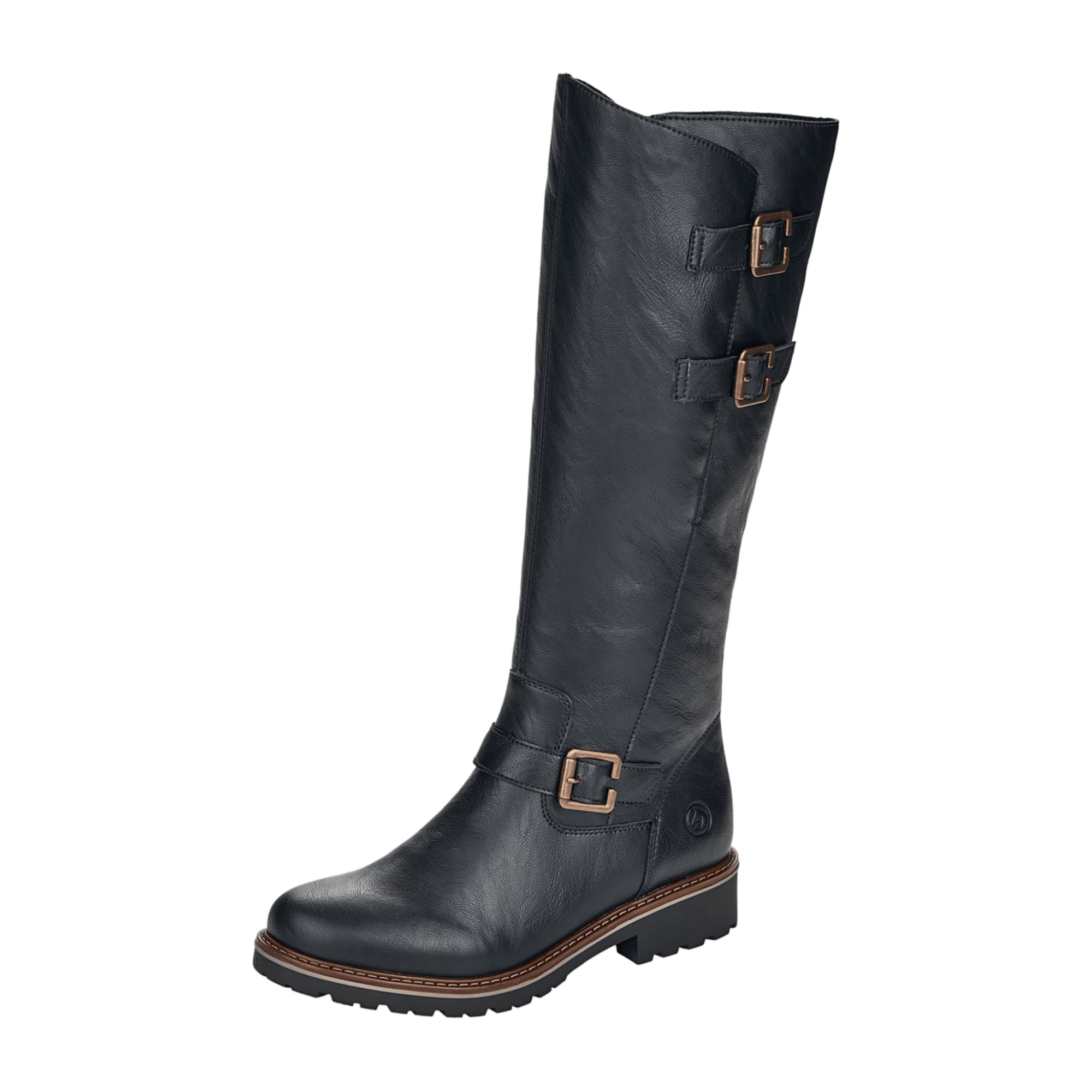 Remonte Black Women's Boots with Side Buckles and Warm Lining