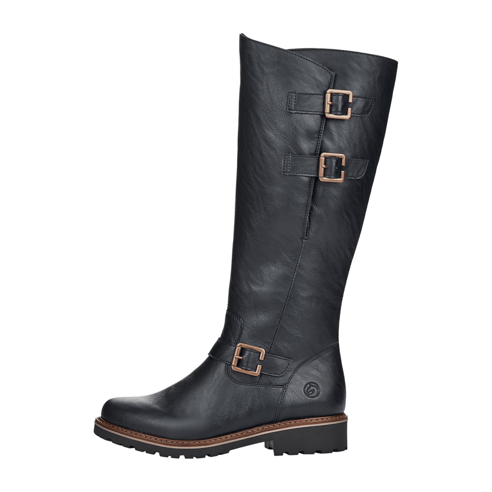 Remonte Black Women's Boots with Side Buckles and Warm Lining