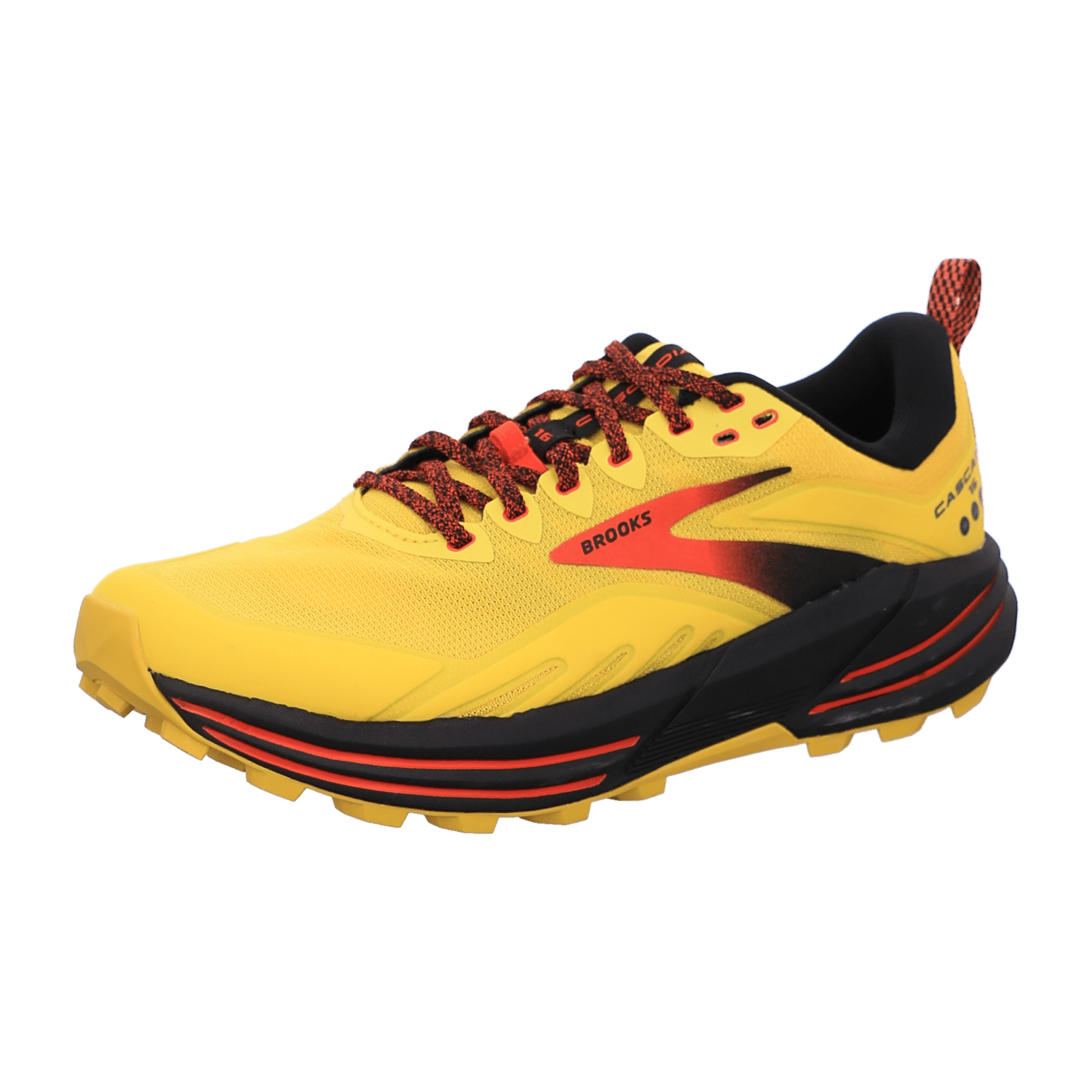 Brooks Cascadia 16 Men's Trail Running Shoes, Lace-Up, Yellow, Mesh Lining, Rubber Outsole