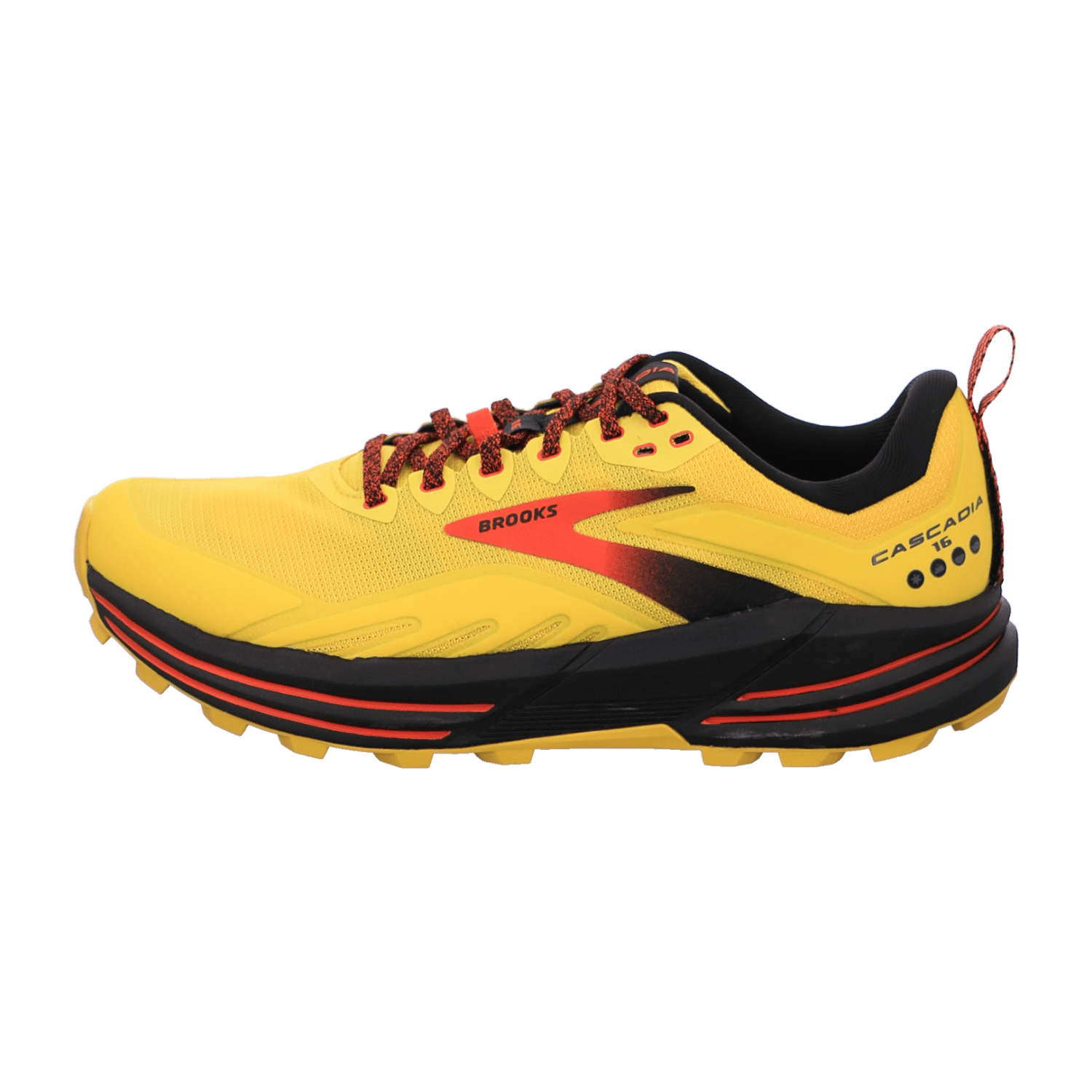Brooks Cascadia 16 Men's Trail Running Shoes, Lace-Up, Yellow, Mesh Lining, Rubber Outsole