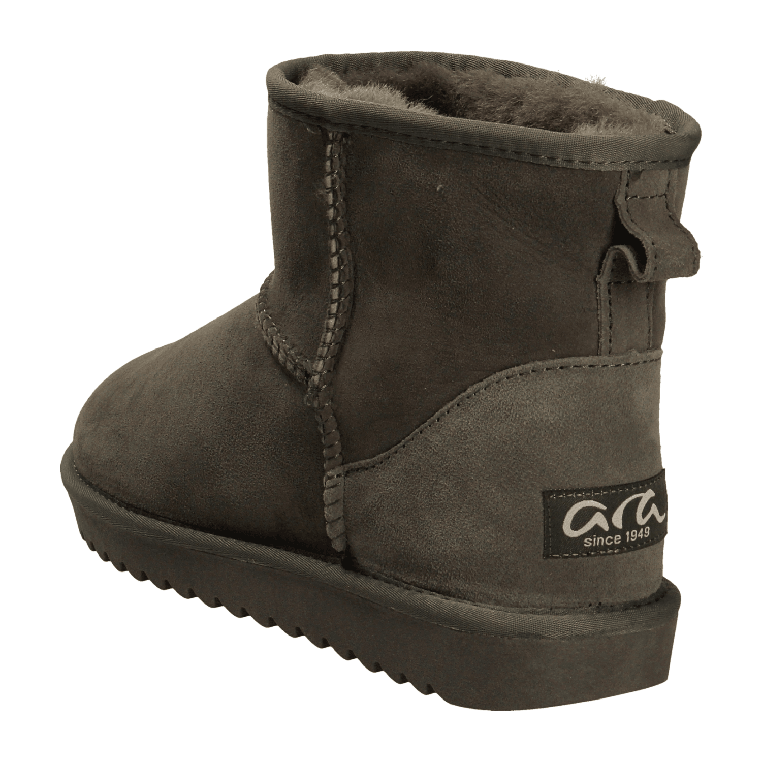 ARA ALASKA Women's Velour Leather Slip-On Bootie with Wool Lining in Modern Gray