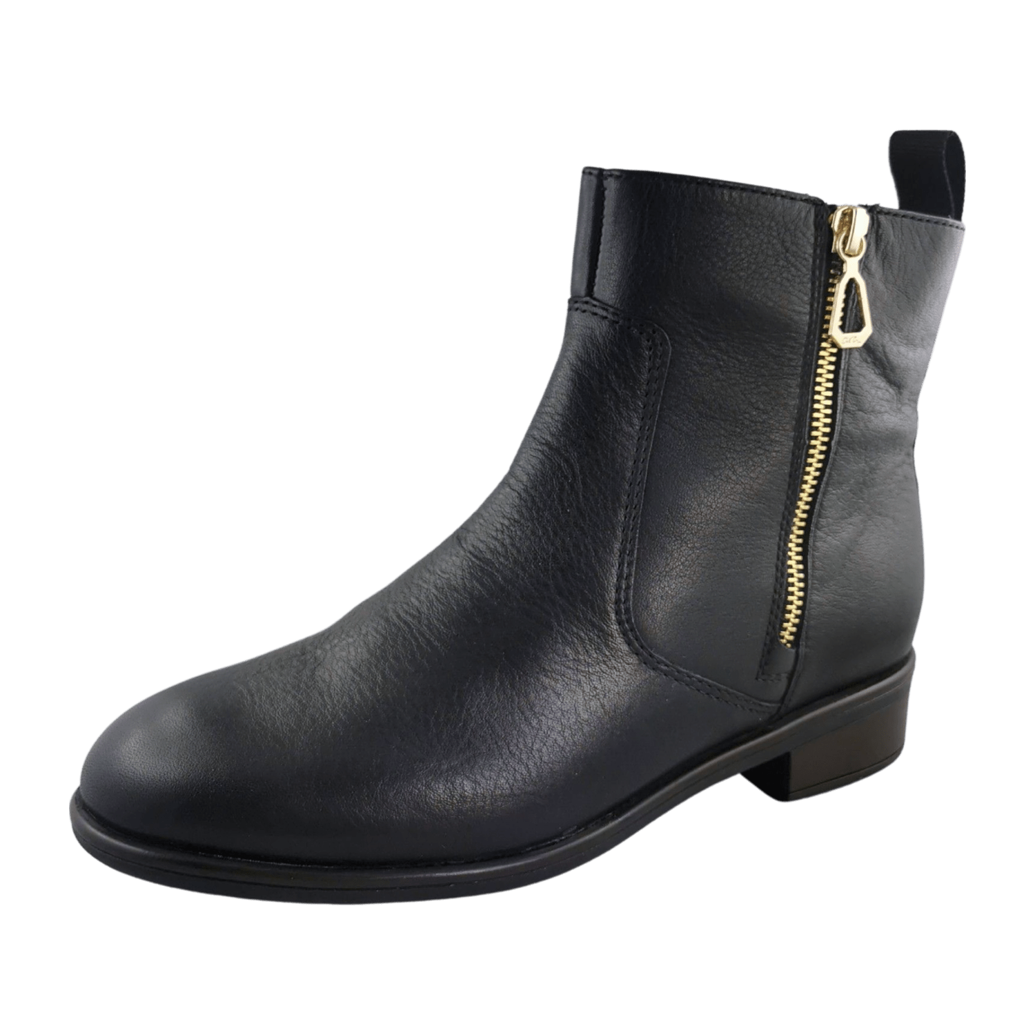 ARA Women's Comfortable Leather Ankle Boots Classic Zip-Up Ankle Boots in Smooth Leather Black