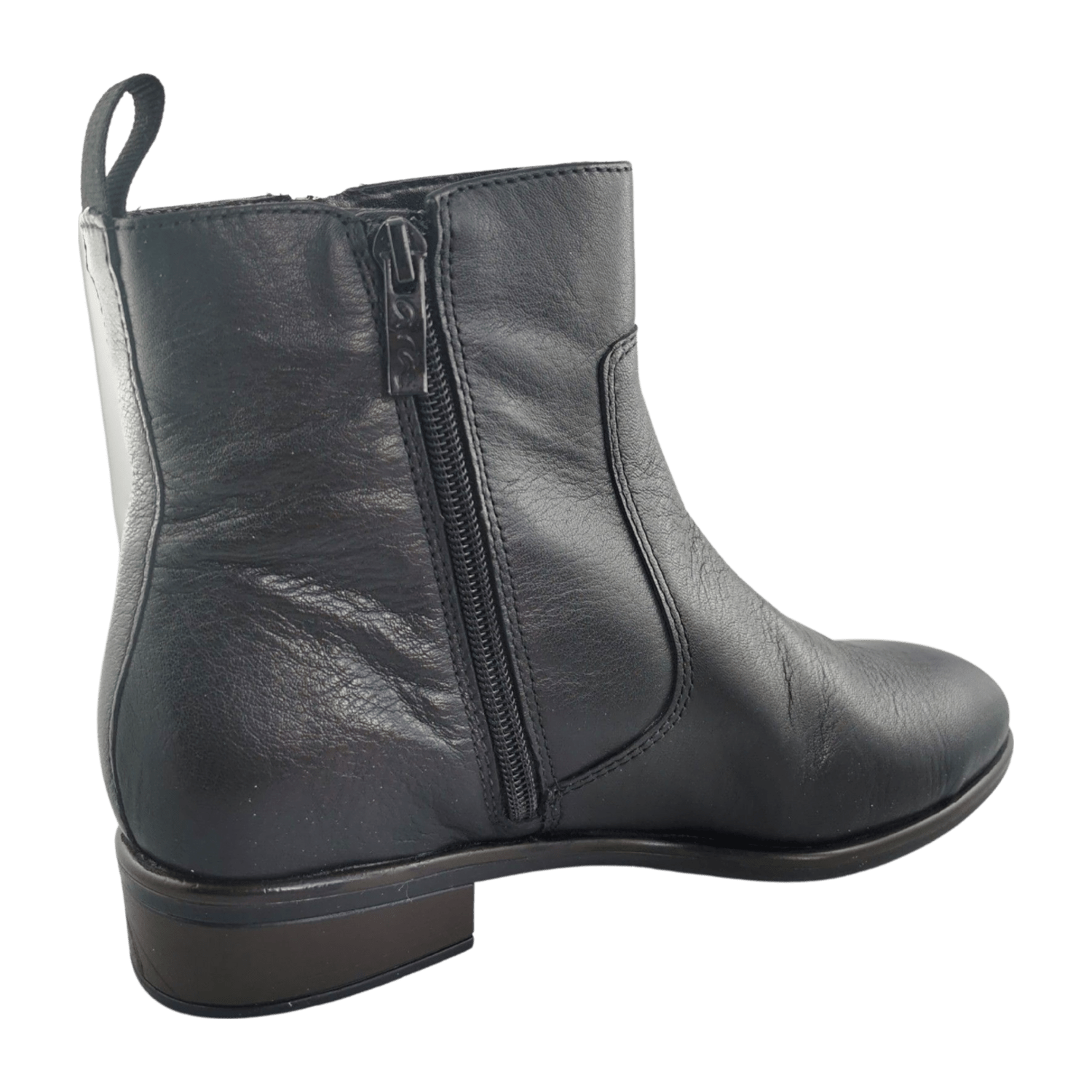 ARA Women's Comfortable Leather Ankle Boots Classic Zip-Up Ankle Boots in Smooth Leather Black