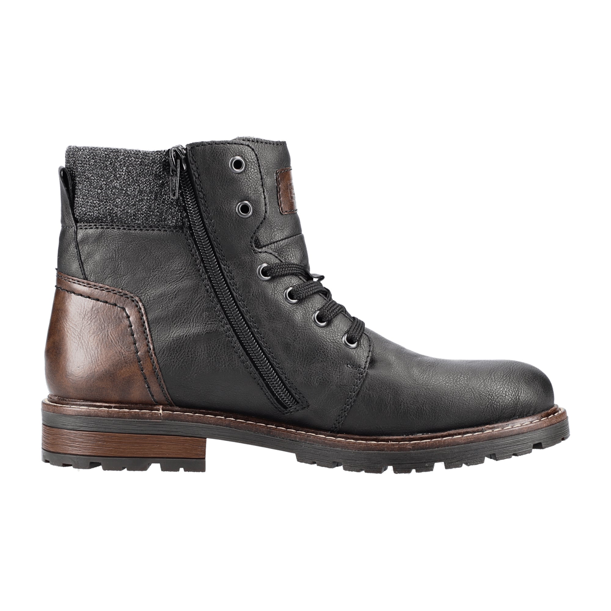 Rieker Men's Black Winter Boots with Warm Wool Lining and Waterproof Tex Membrane