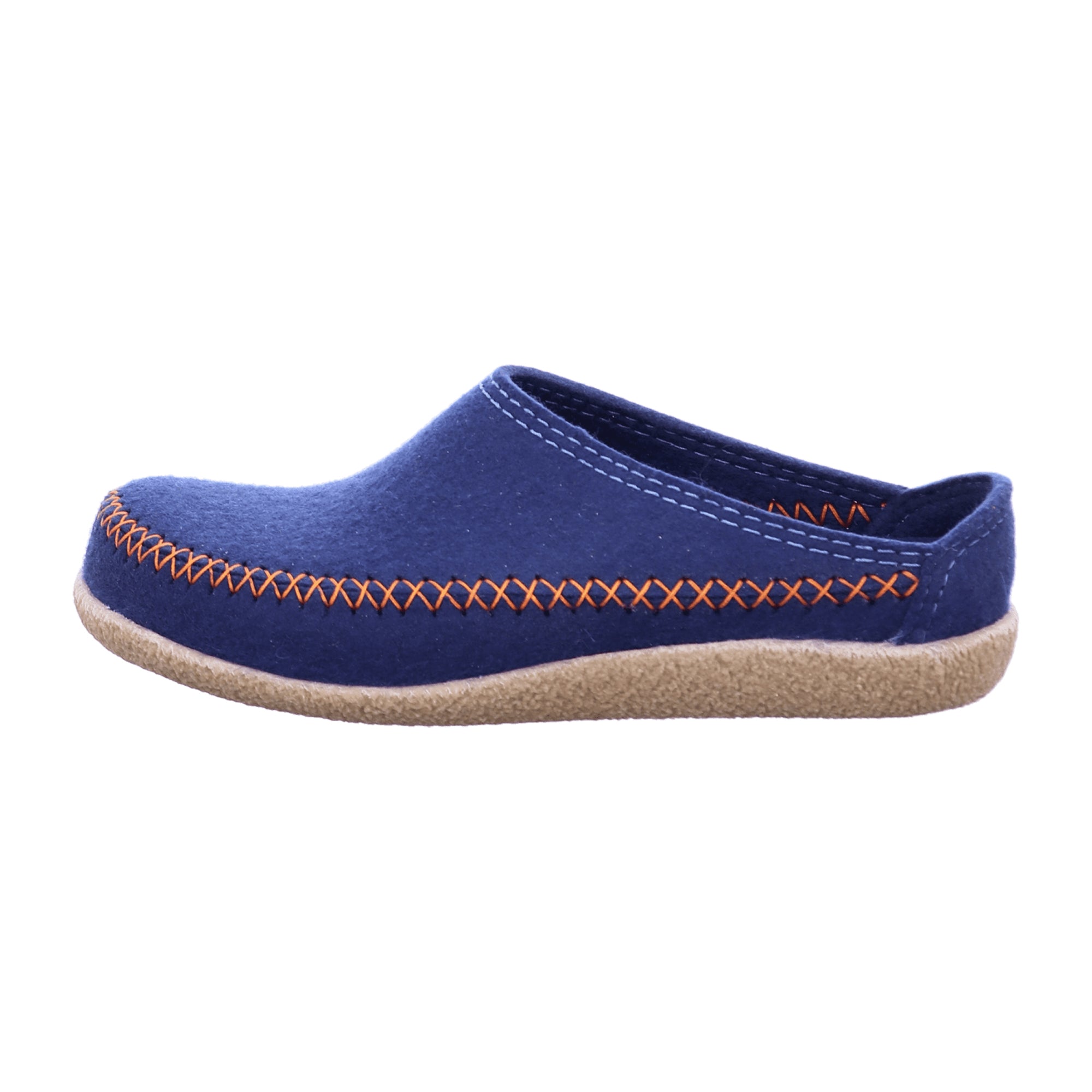 Haflinger Blizzard Credo Kapitän Slippers for Men - Durable Blue Wool Slippers