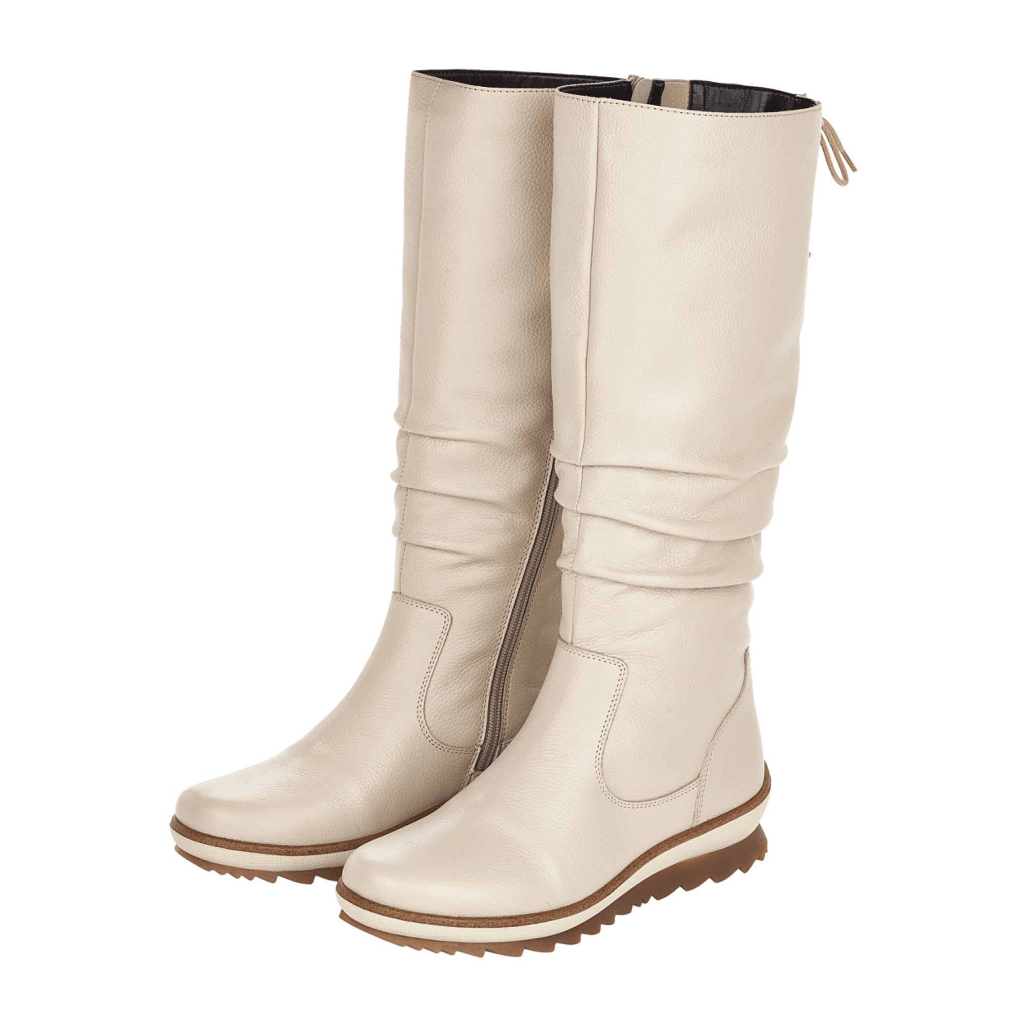 Remonte Women's Beige Ankle Boots Leather Zip Wedge Heel Removable Insole