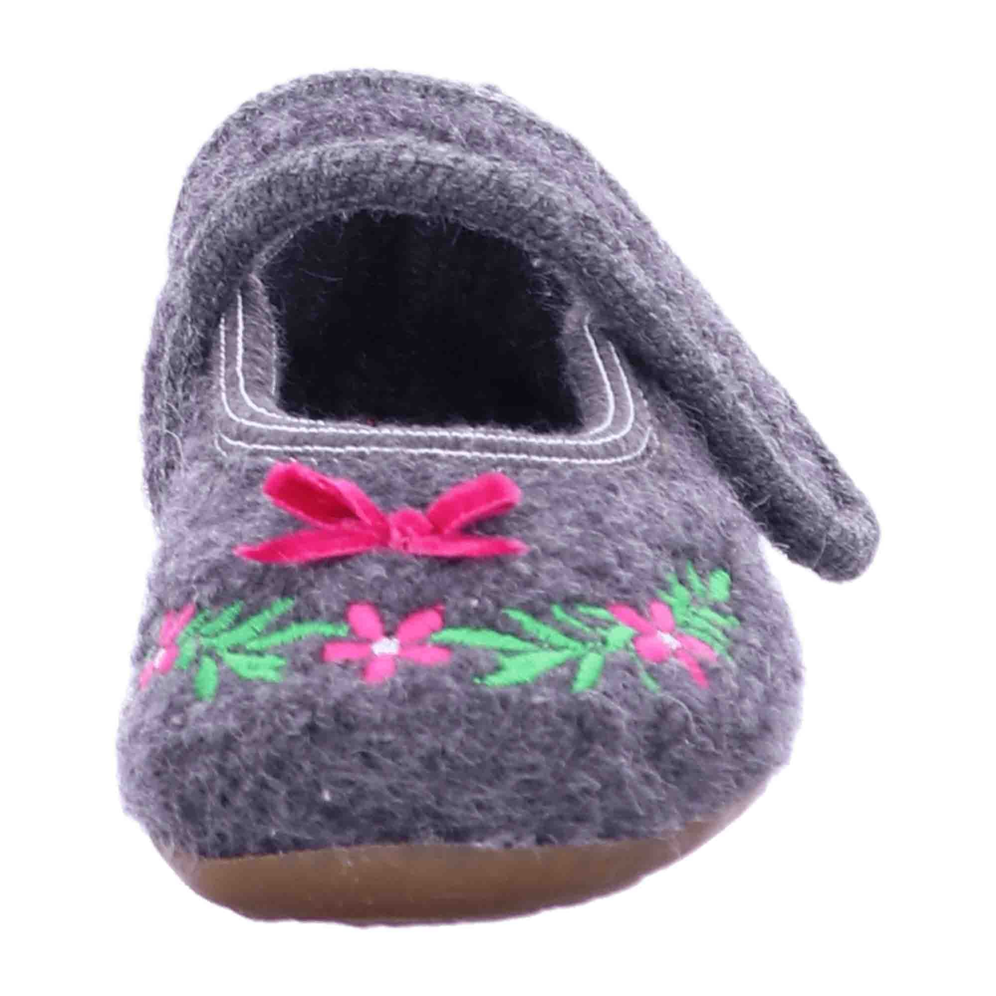 Haflinger Everest Irma Wool Slippers for Kids, Grey - Comfortable & Durable