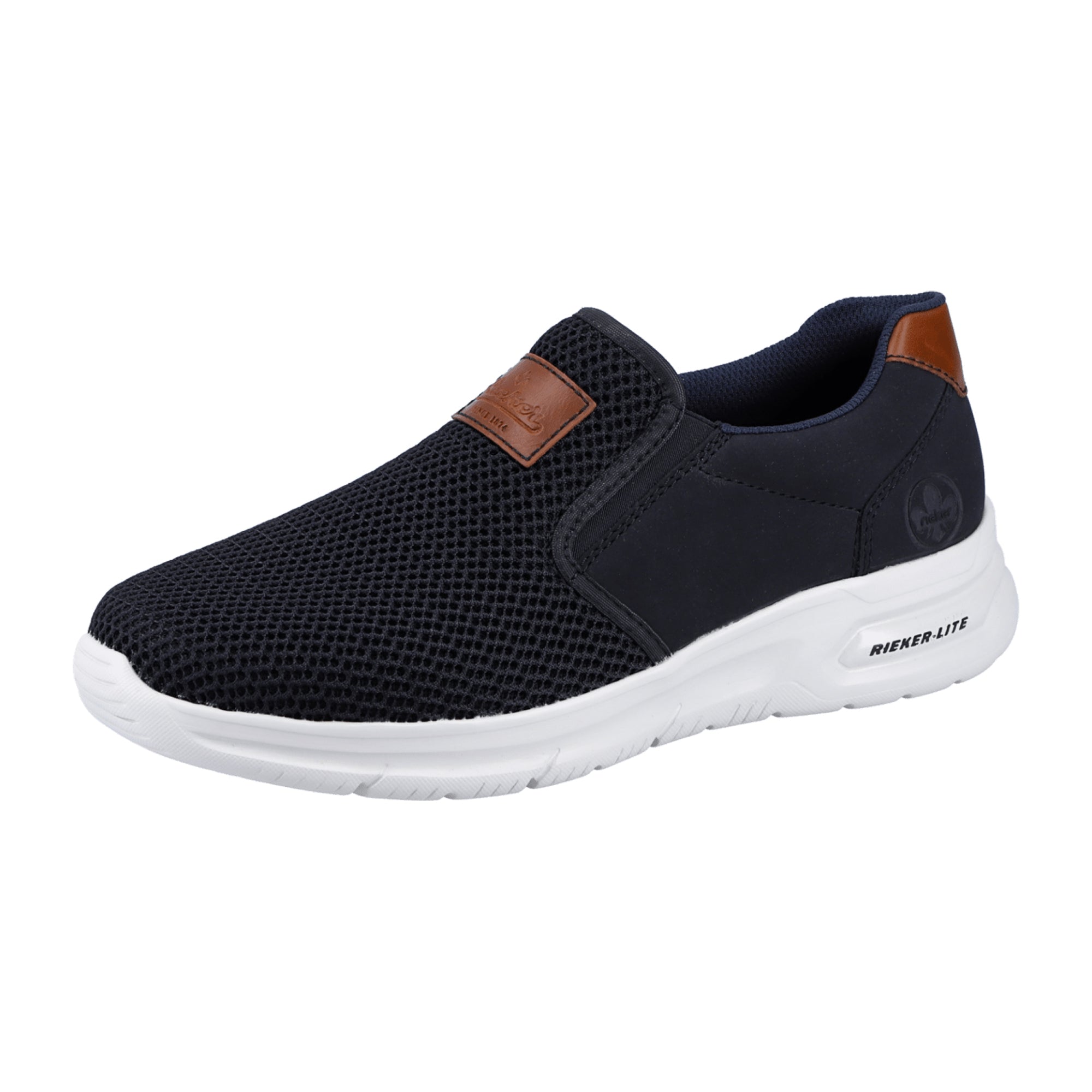 Rieker Herren Slipper Blau Bequeme Halbschuhe mit Elastikeinsatz und Weicher Sohle