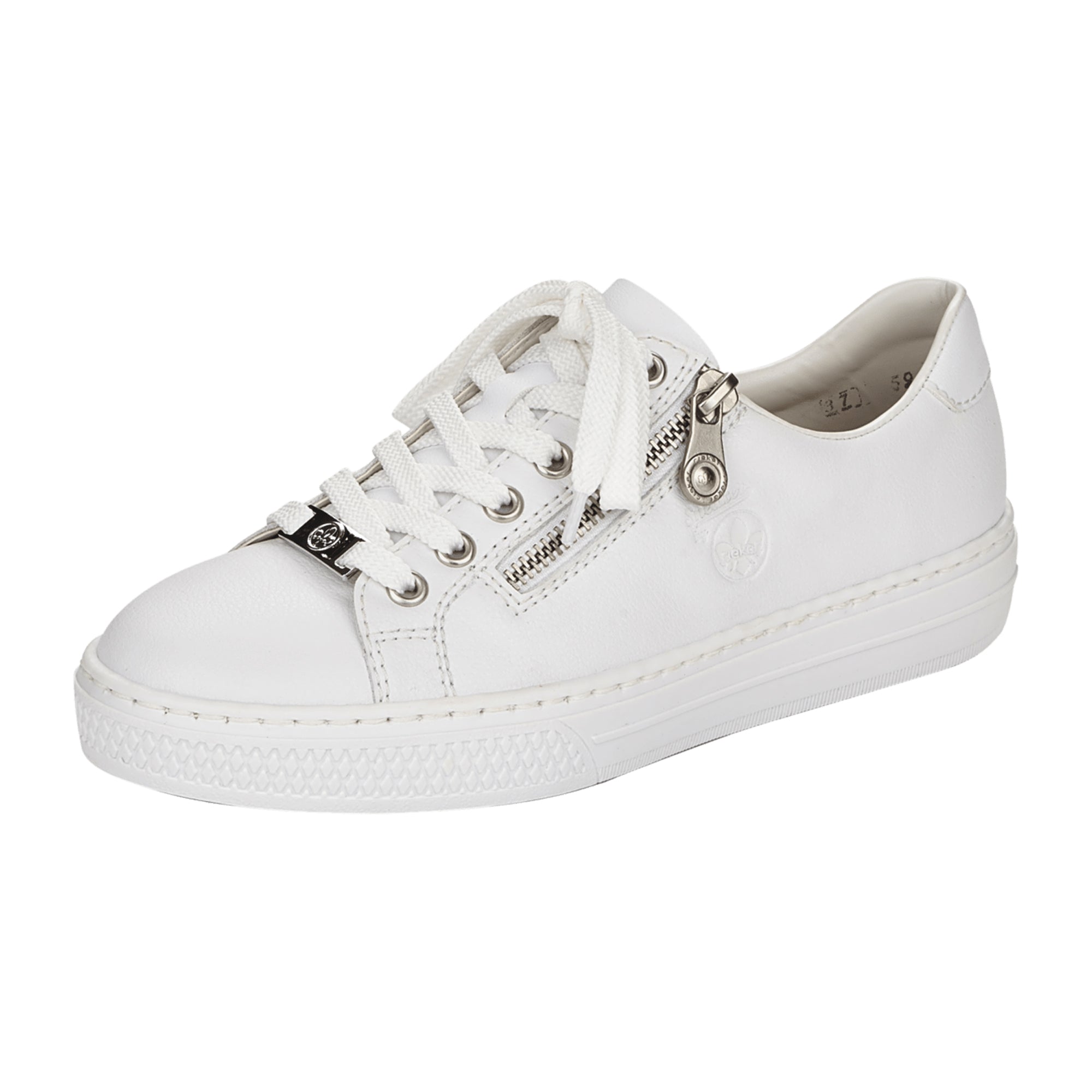 Rieker White Women's Sneakers L59L125 L59L182 Leather Mix Ankle High Lace-Up