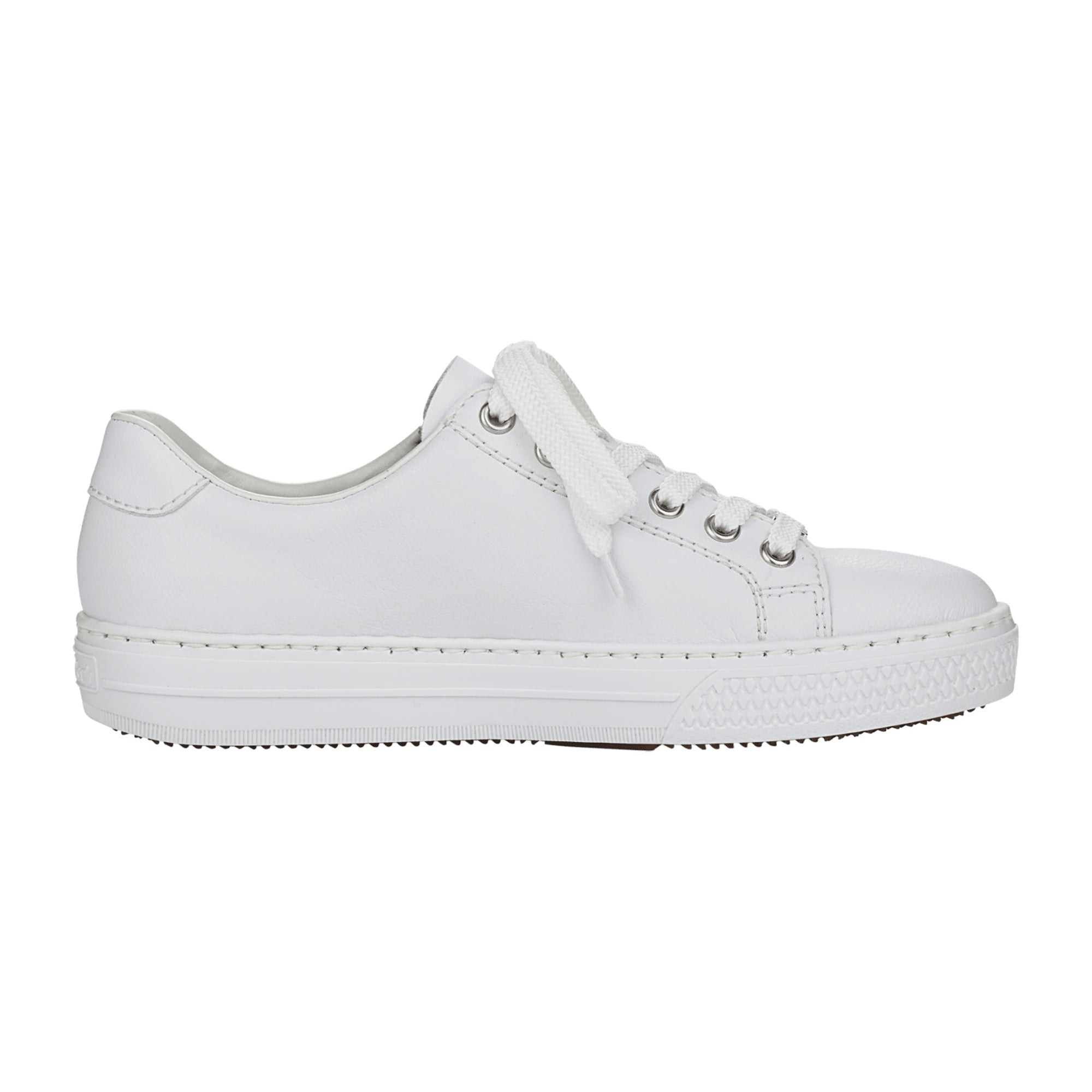 Rieker White Women's Sneakers L59L125 L59L182 Leather Mix Ankle High Lace-Up