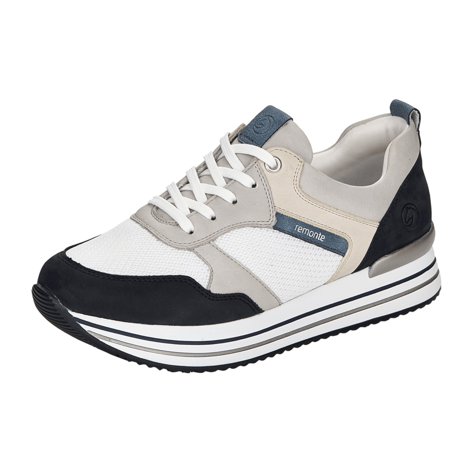 Remonte Women's White Athletic Lace-Up Shoes with Removable Insole
