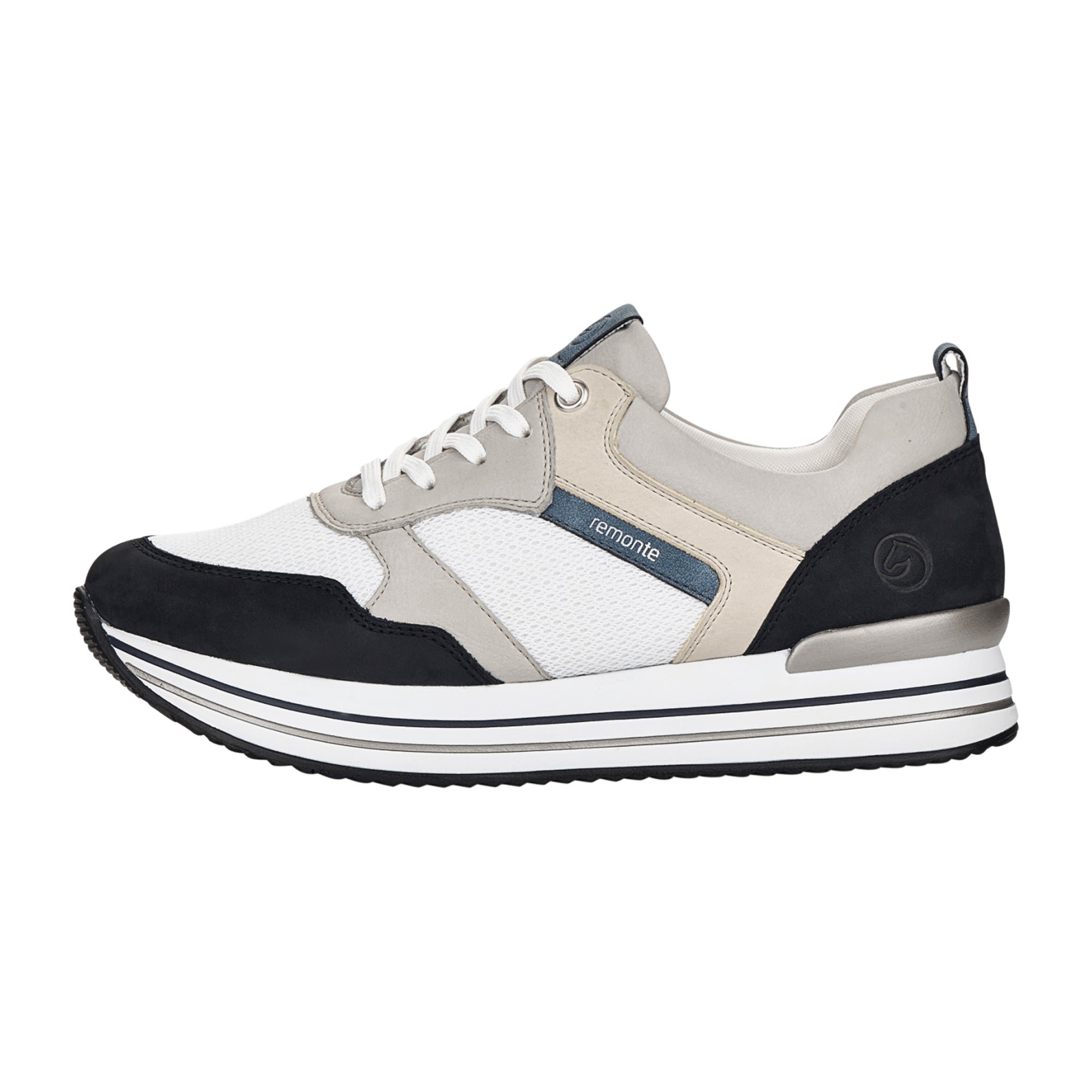Remonte Women's White Athletic Lace-Up Shoes with Removable Insole
