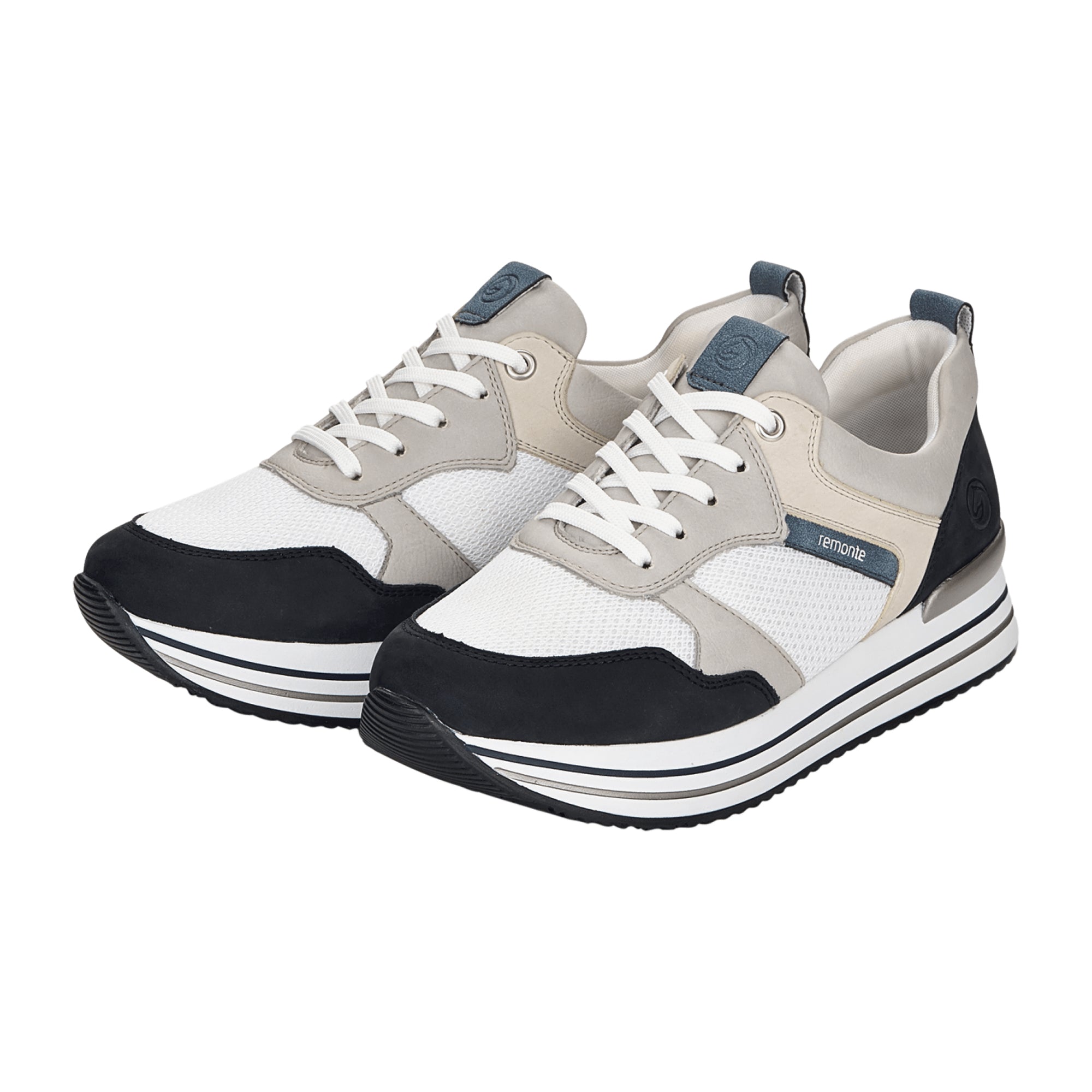 Remonte Women's White Athletic Lace-Up Shoes with Removable Insole