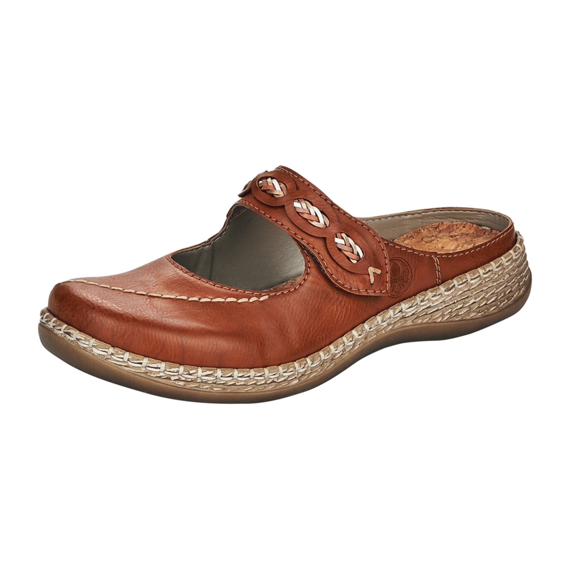 Rieker FSK Brown Women's Casual Shoes with Velcro Closure and Wedge Heel