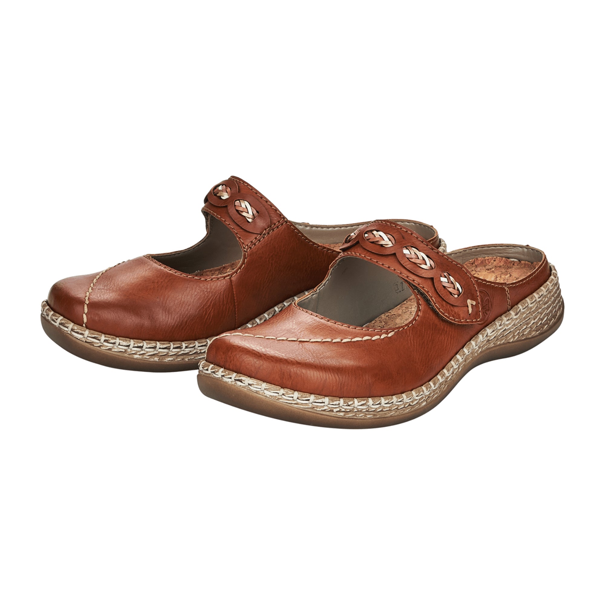 Rieker FSK Brown Women's Casual Shoes with Velcro Closure and Wedge Heel