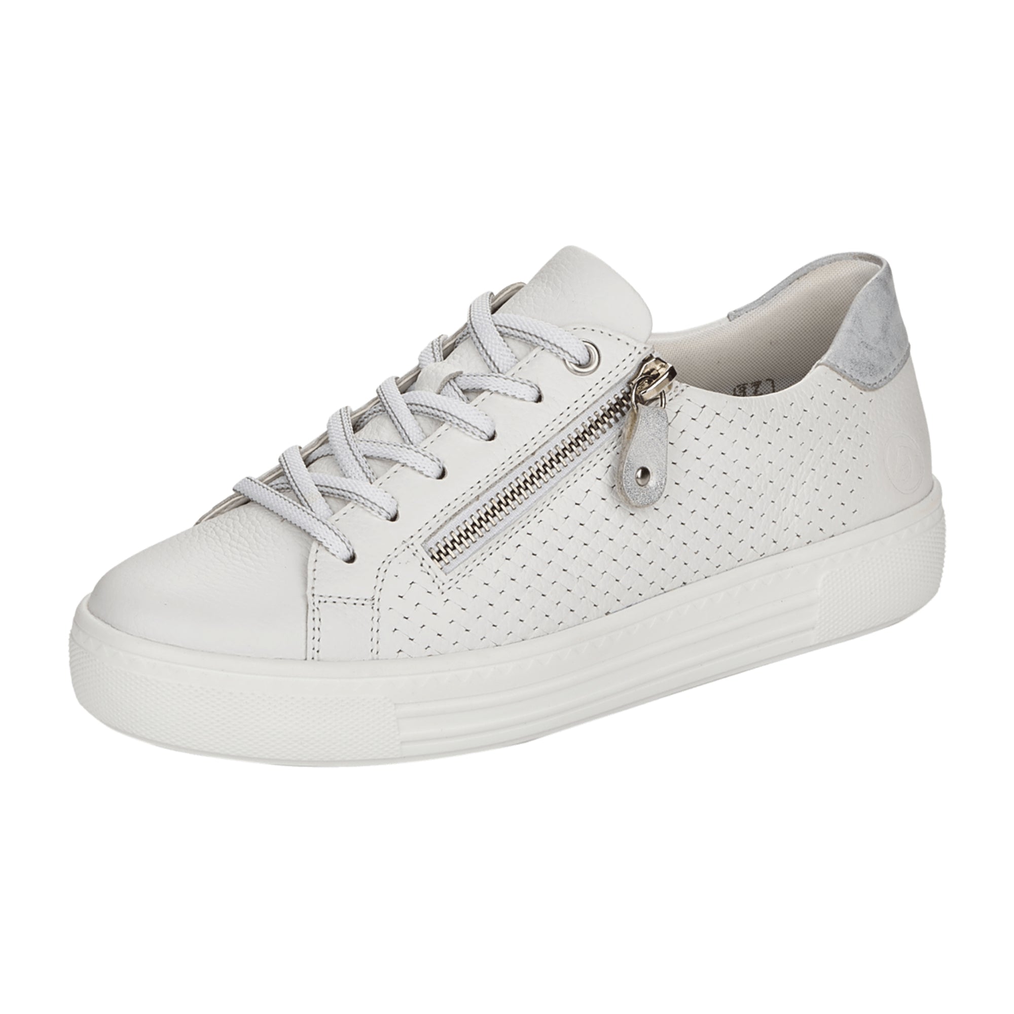 Remonte Women's White Leather Sneakers with Color Accents and Softfoam Insole