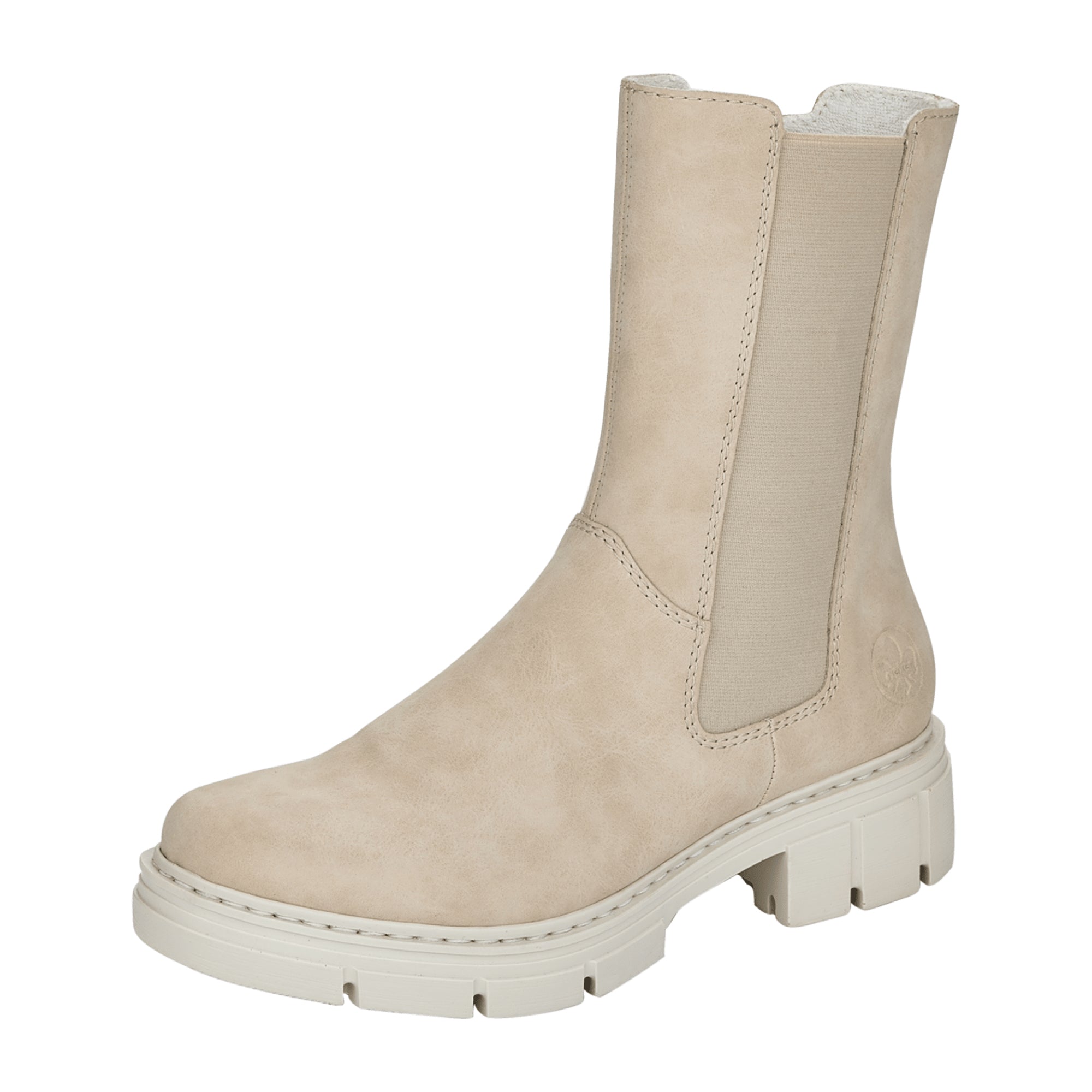 Rieker Women's Beige Ankle Boots with Zipper and Cold Lining for Winter