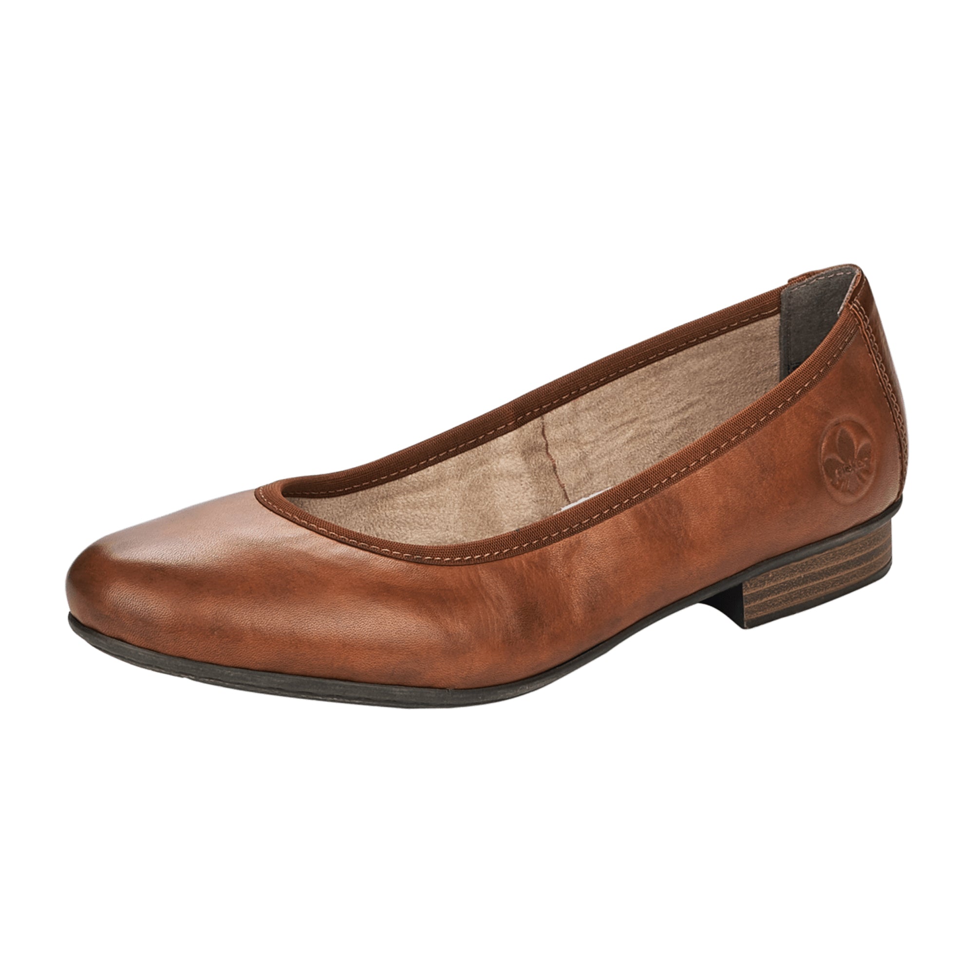 Rieker Women's Brown Leather Ballerinas Slip-On Comfortable Casual Shoes