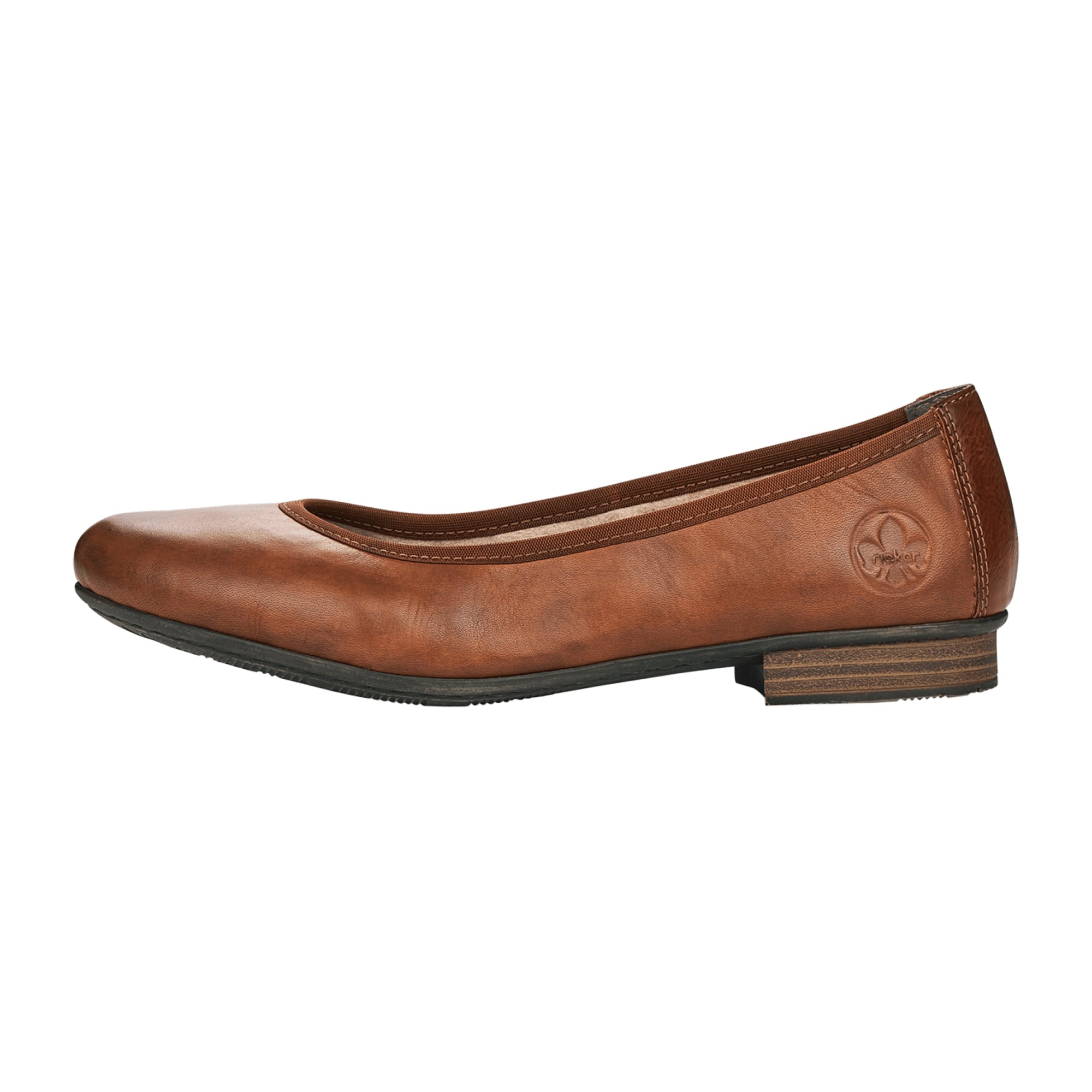 Rieker Women's Brown Leather Ballerinas Slip-On Comfortable Casual Shoes