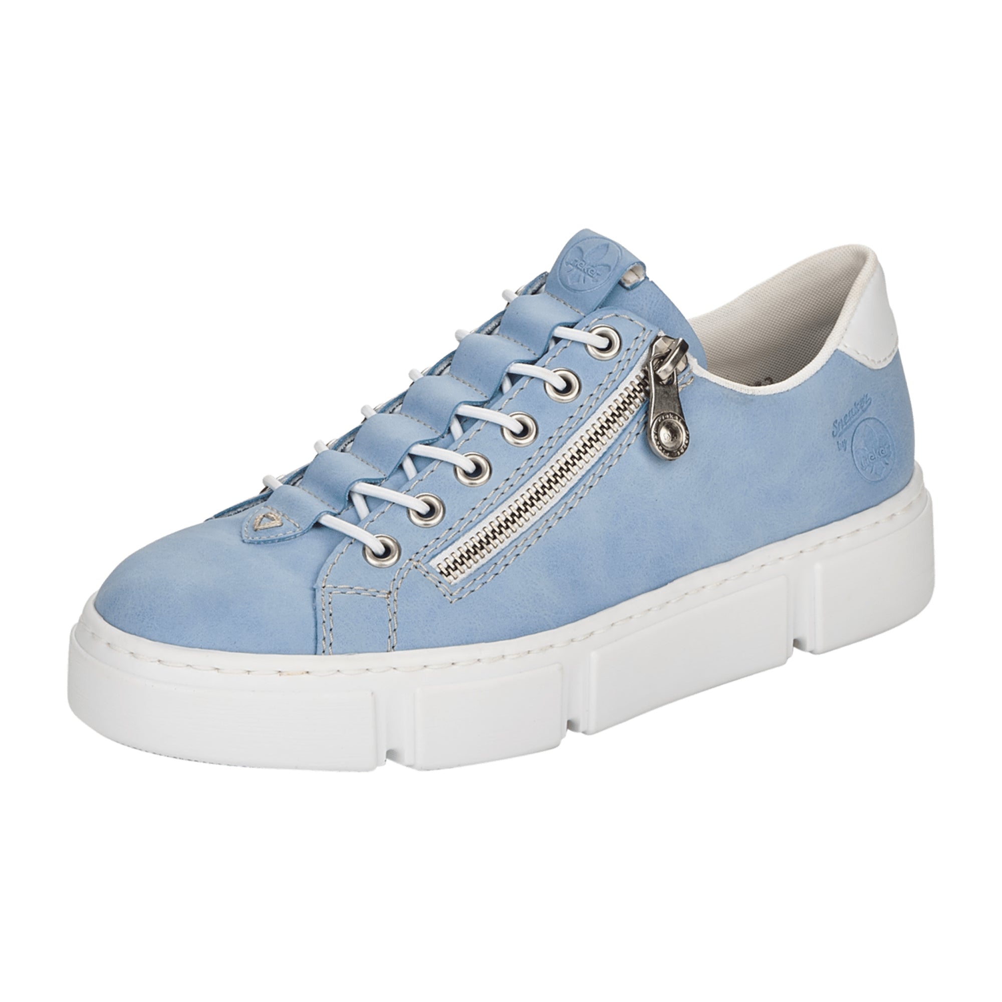 Rieker Women's Blue Slip-On Shoes with Zipper and Elastic Insert