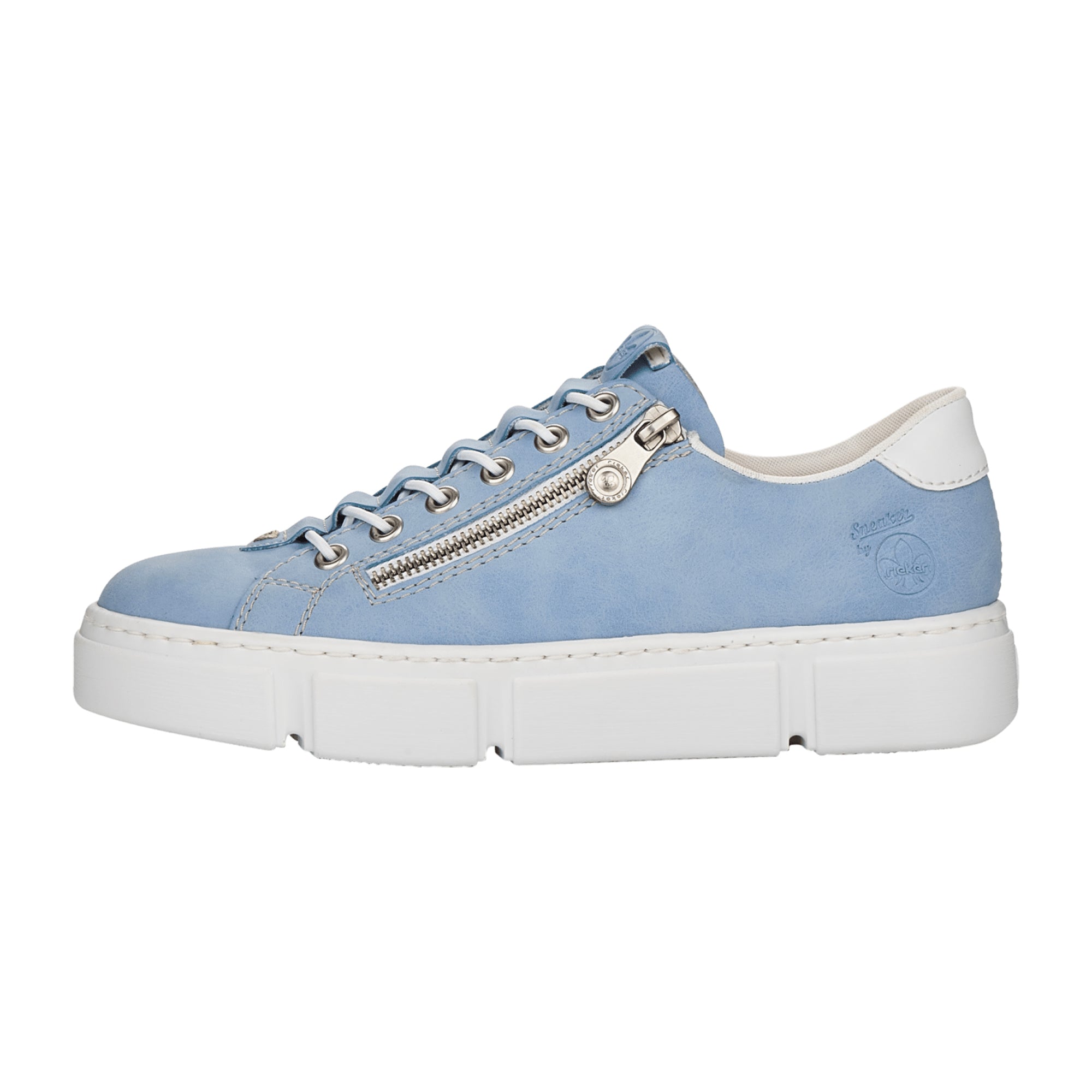 Rieker Women's Blue Slip-On Shoes with Zipper and Elastic Insert