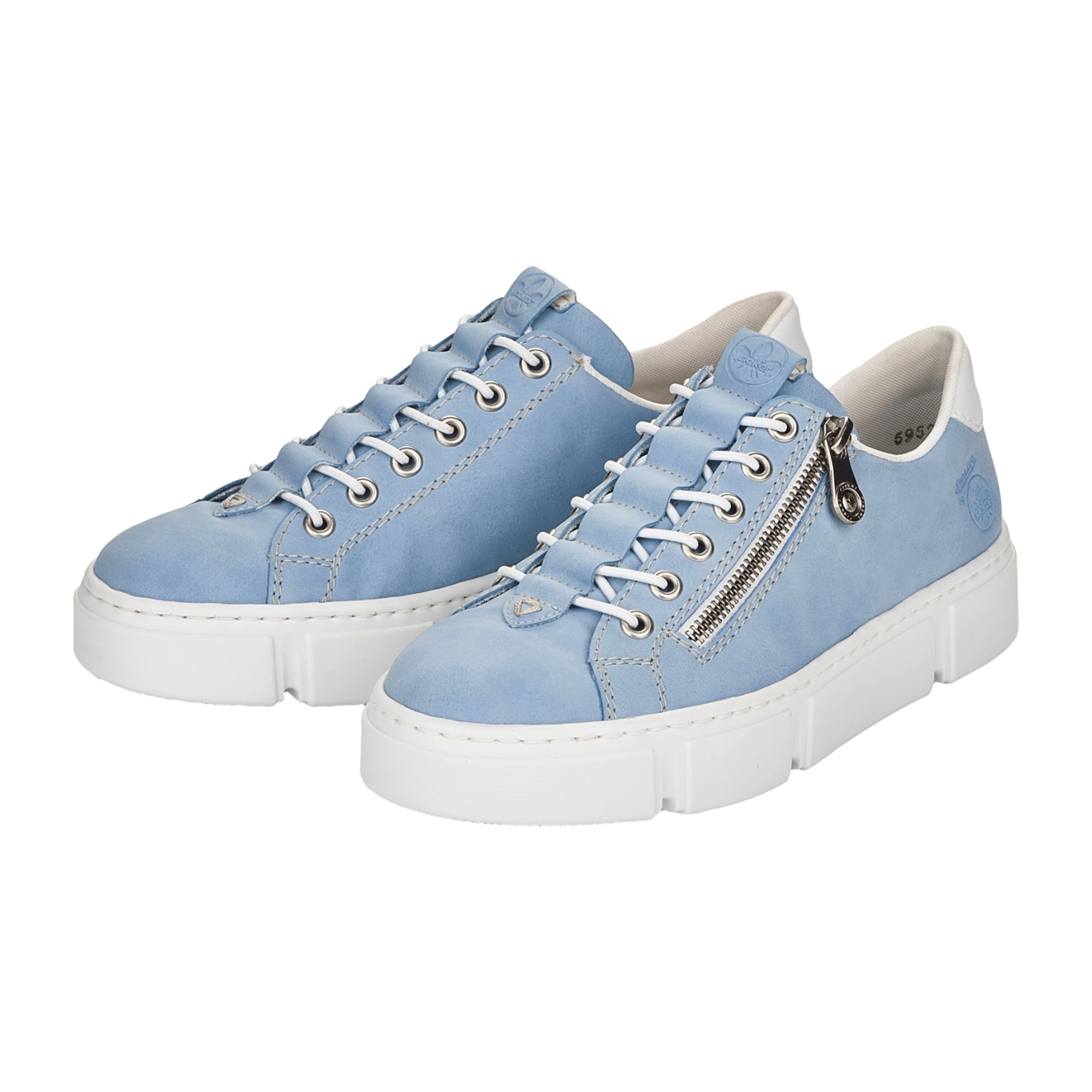 Rieker Women's Blue Slip-On Shoes with Zipper and Elastic Insert