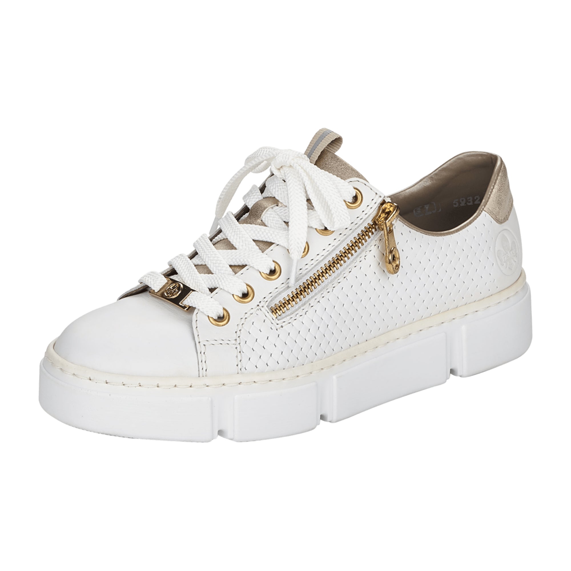 Rieker N5932 White Women's Sneakers Synthetic Leather Comfortable Lightweight