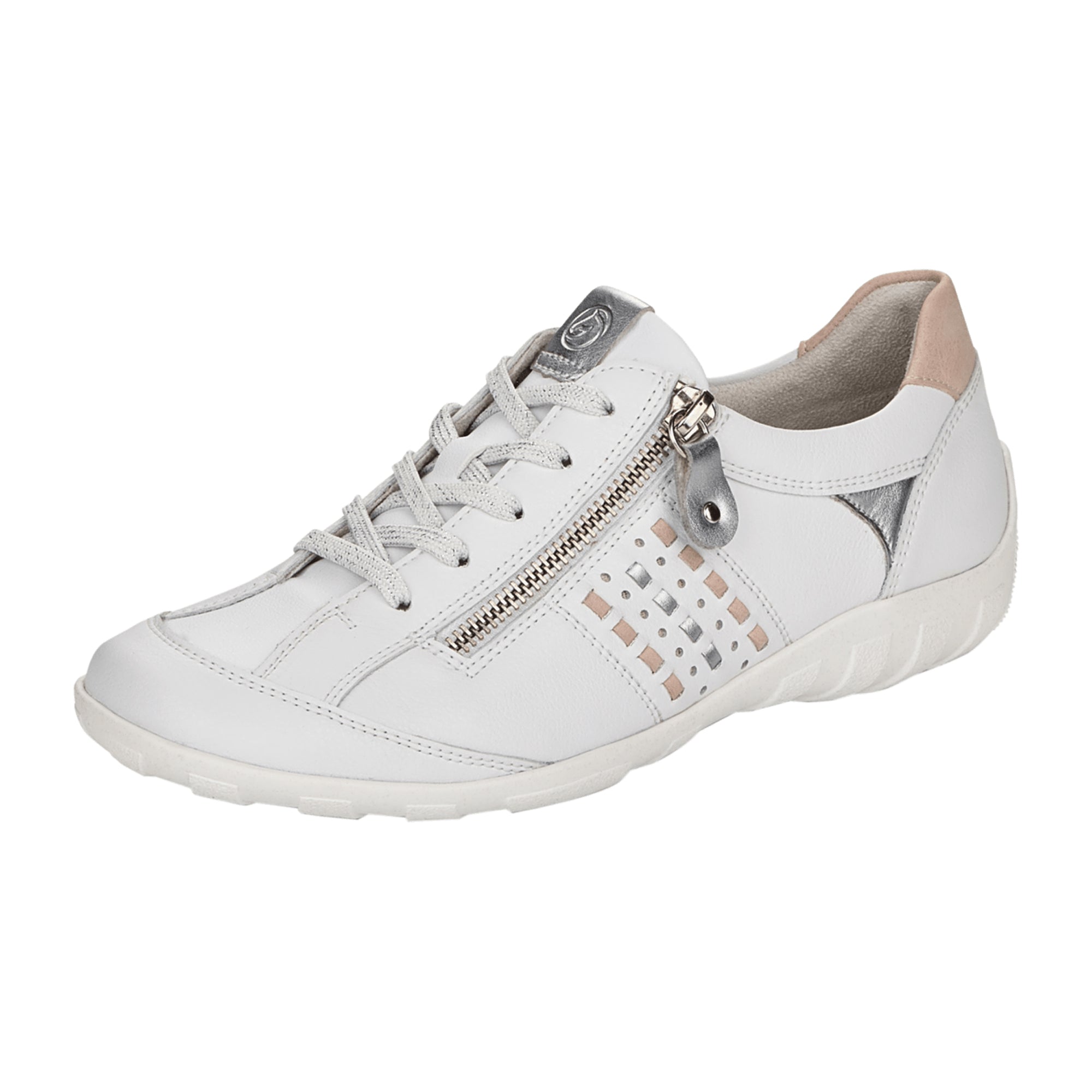Remonte Women's Comfortable White Lace-Up Shoes Extra Wide Leather