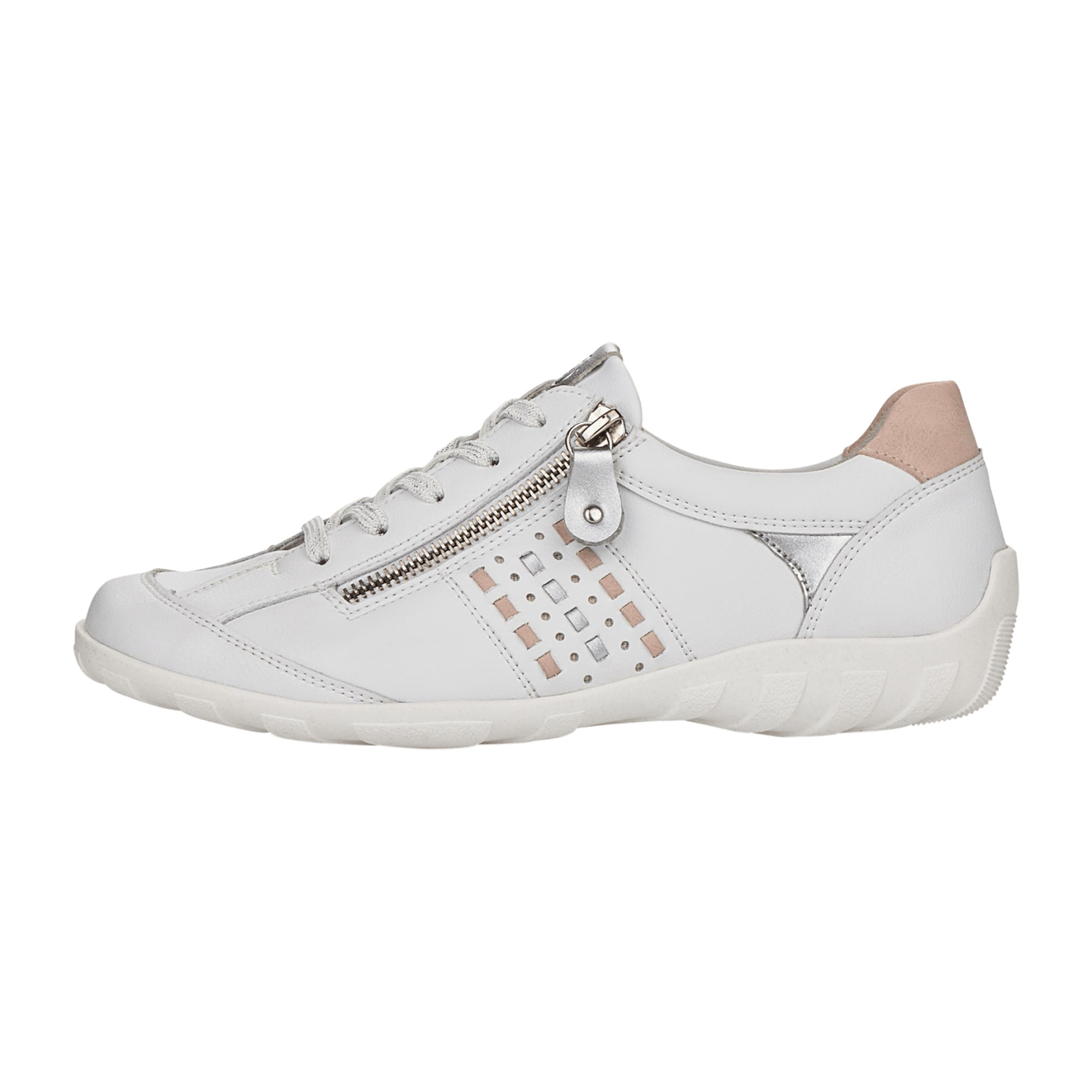 Remonte Women's Comfortable White Lace-Up Shoes Extra Wide Leather