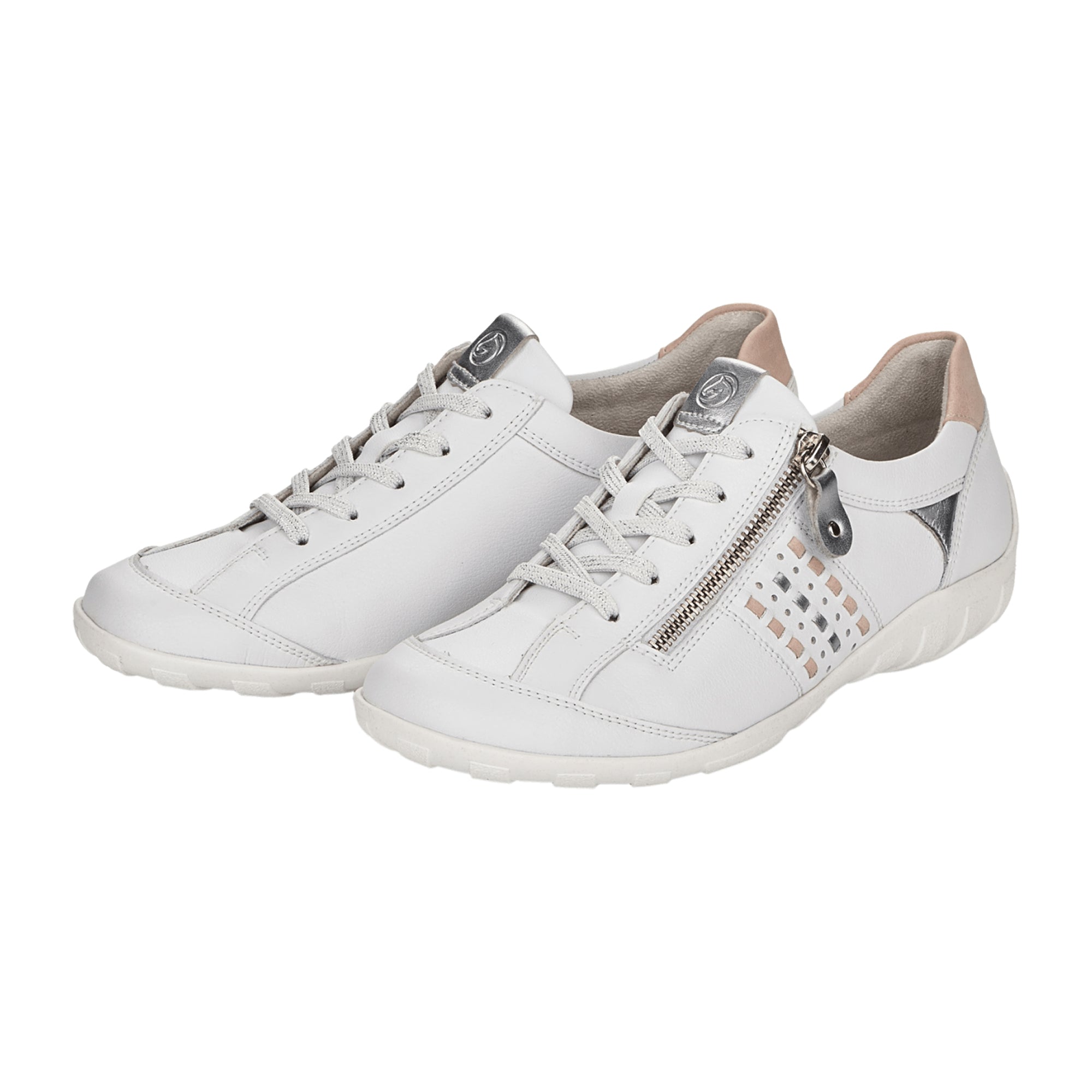 Remonte Women's Comfortable White Lace-Up Shoes Extra Wide Leather
