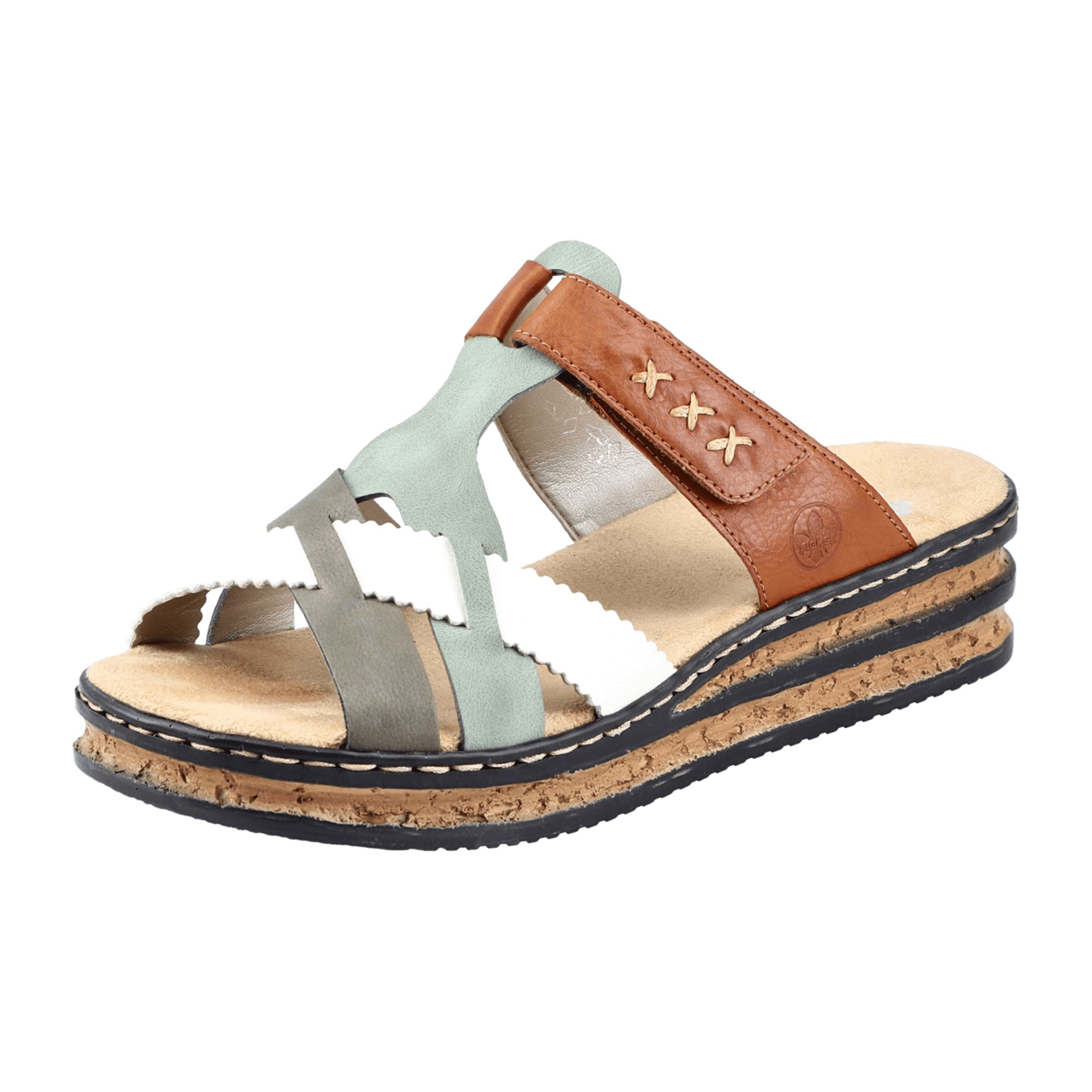 Rieker Women's Blue Sandals 62989 Comfortable Lightweight Wedge Heel