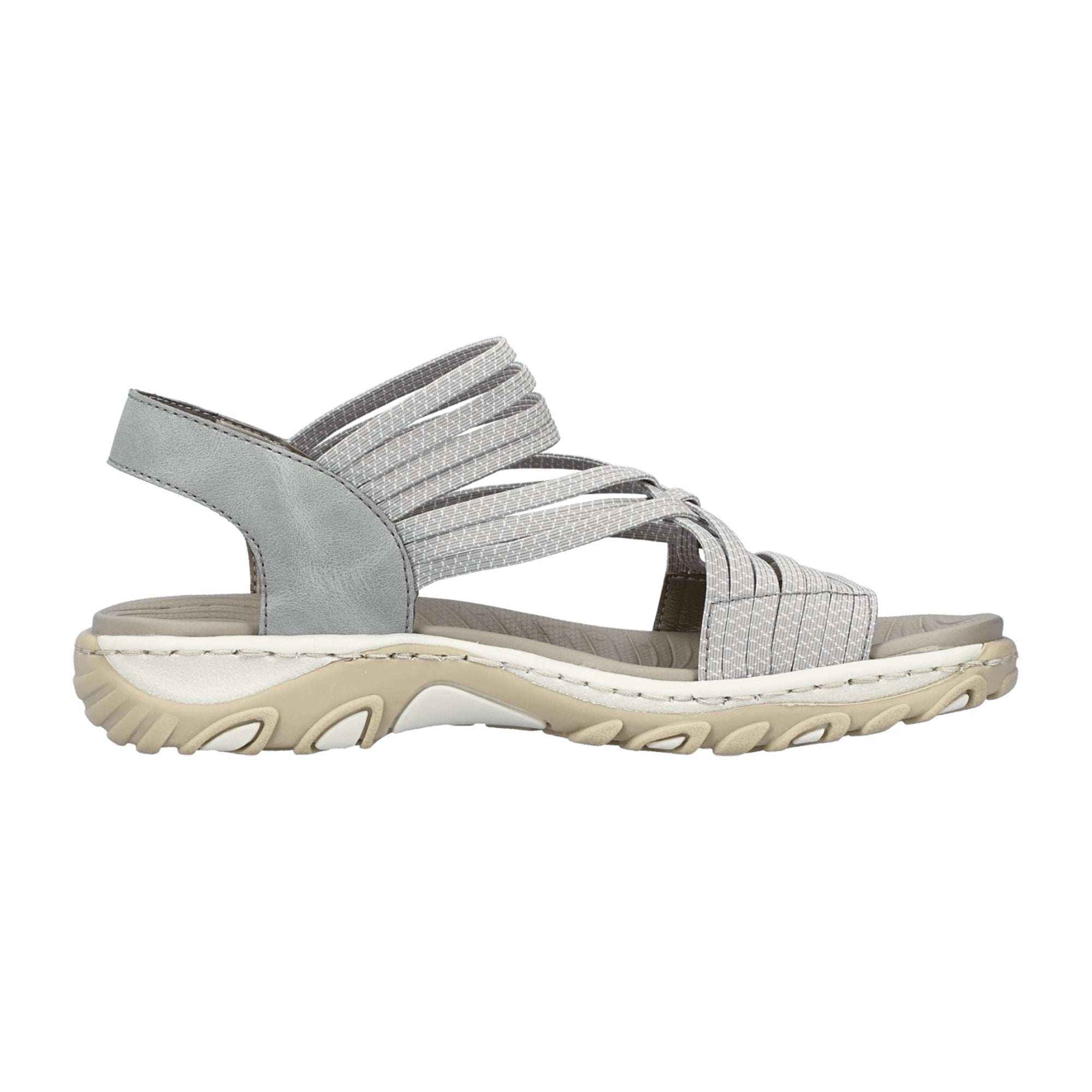 Rieker Women's Gray Trekkingsandals Comfortable Elastic Straps Durable Sole