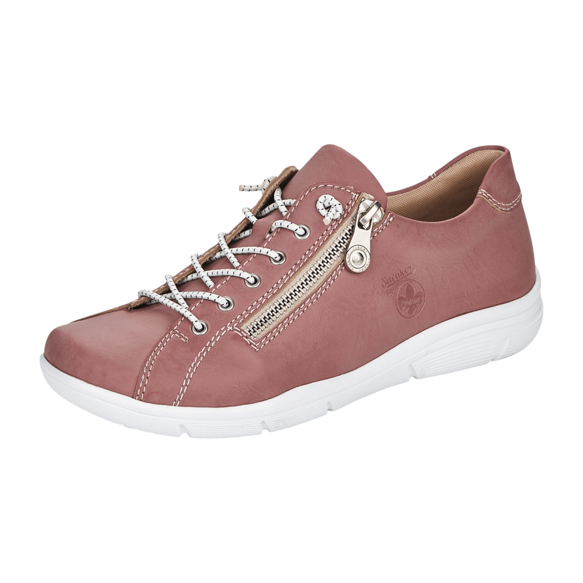Rieker Women's Casual Pink Slip-On Shoes with Zipper and Shock Absorbing Sole
