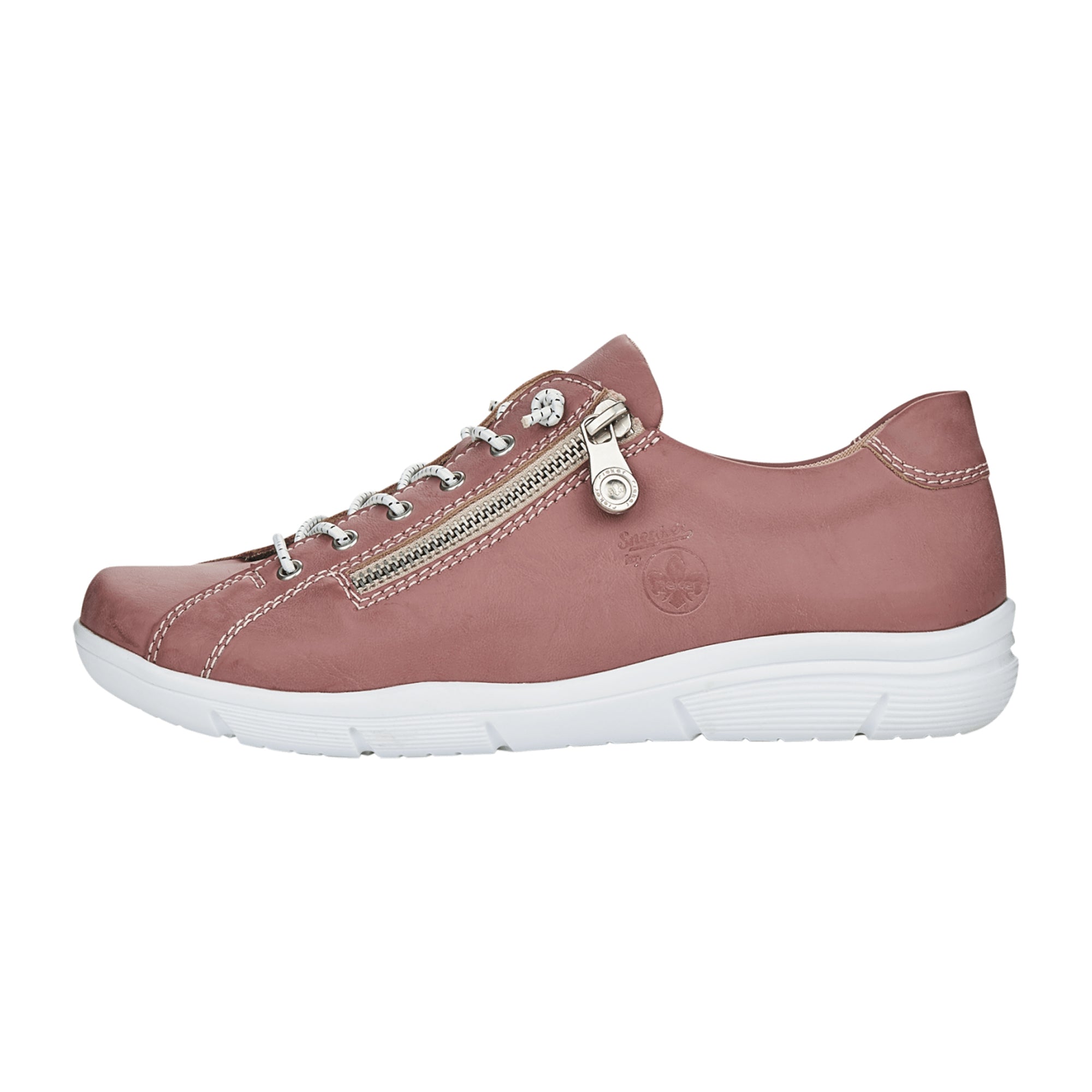 Rieker Women's Casual Pink Slip-On Shoes with Zipper and Shock Absorbing Sole
