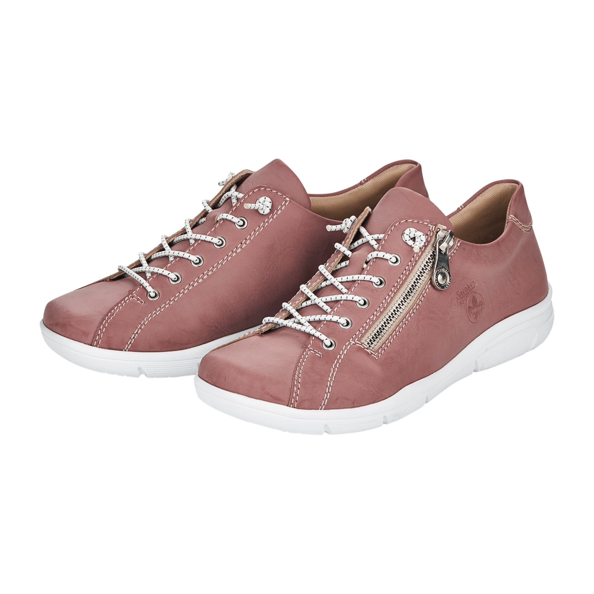 Rieker Women's Casual Pink Slip-On Shoes with Zipper and Shock Absorbing Sole