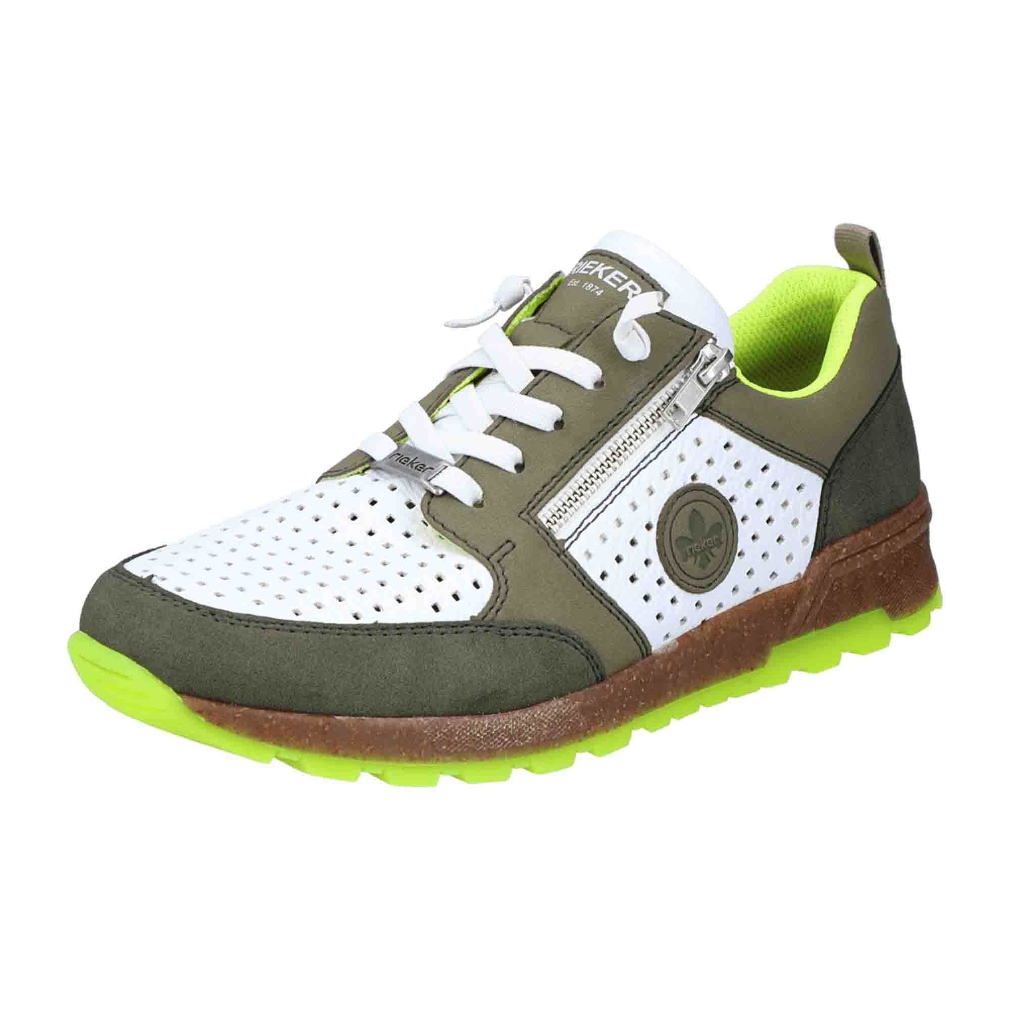 Rieker Green Slip-On Shoes with Laces and Zipper Comfortable Leather Insole