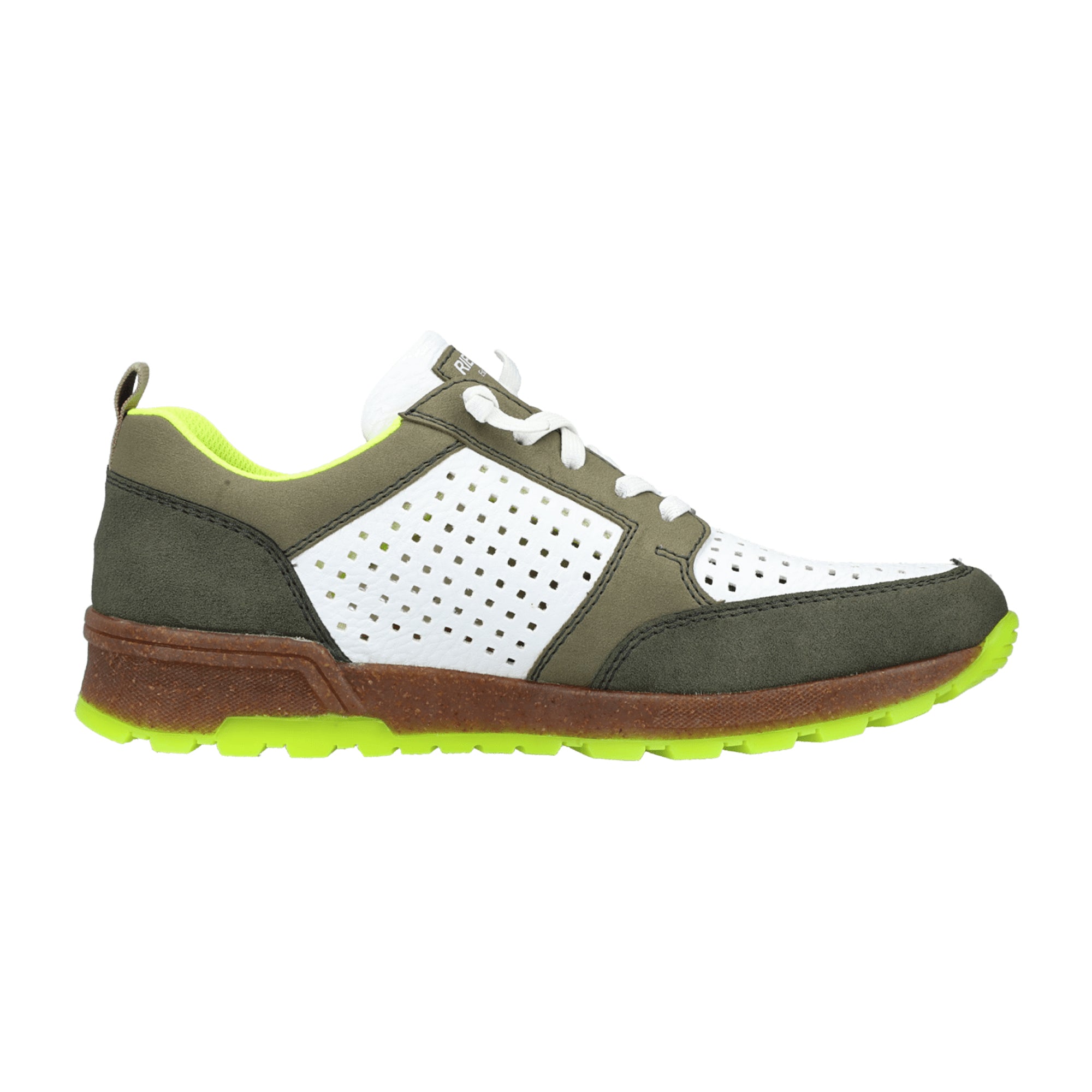 Rieker Green Slip-On Shoes with Laces and Zipper Comfortable Leather Insole