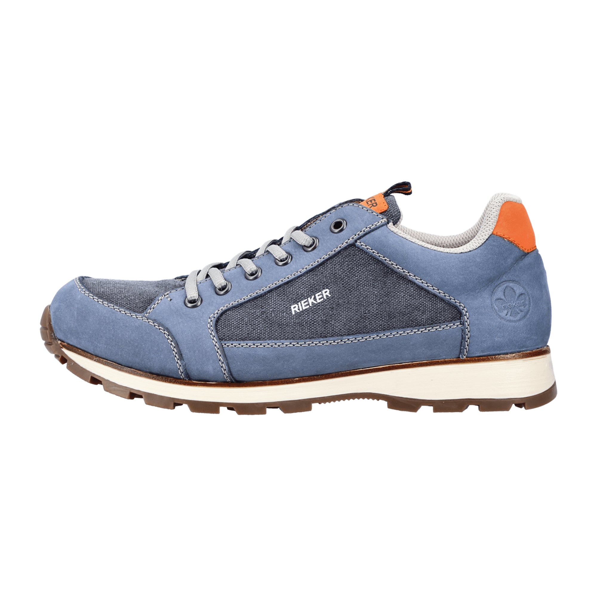 Rieker Men's Blue Leather Lace-Up Shoes Comfortable Casual Sneakers