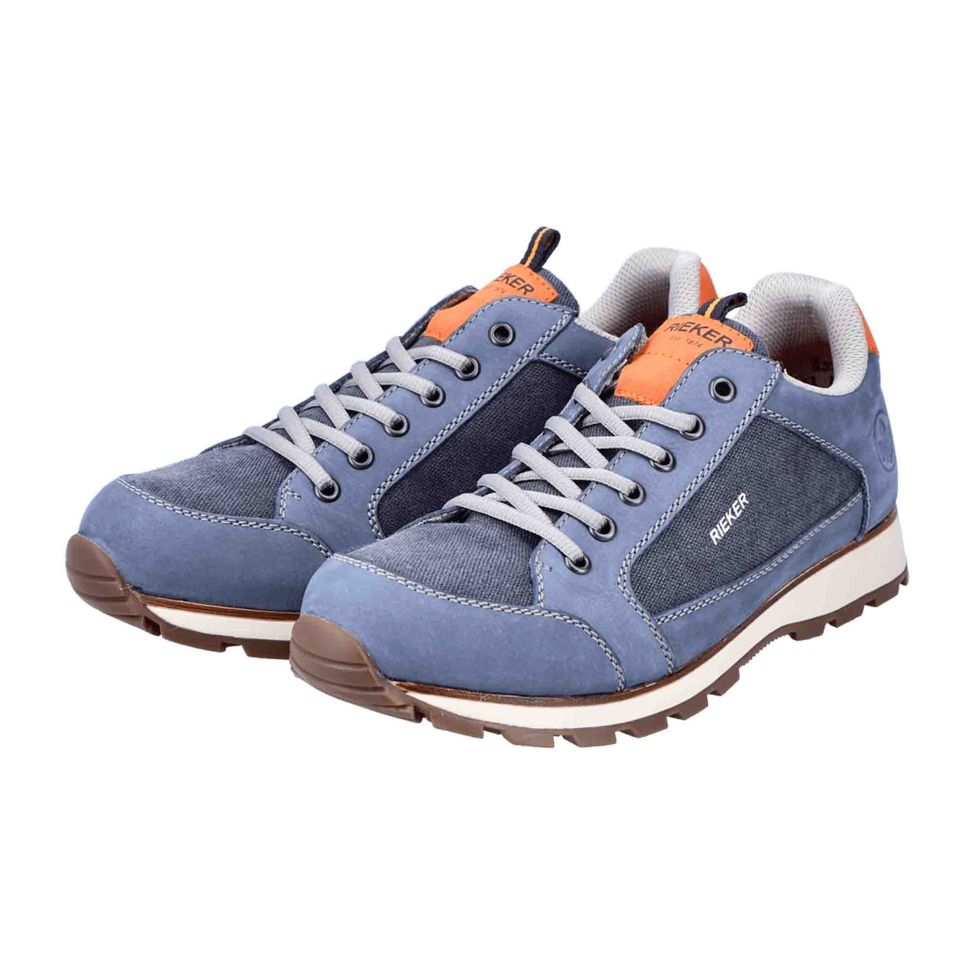 Rieker Men's Blue Leather Lace-Up Shoes Comfortable Casual Sneakers