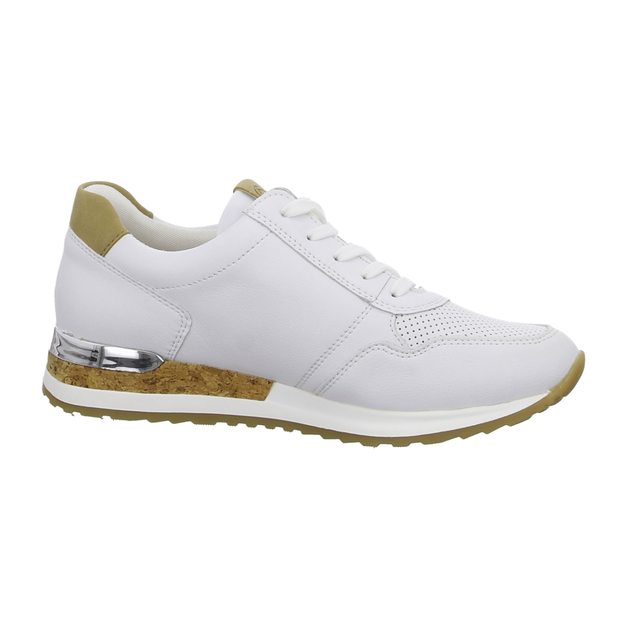 Remonte Women's White Leather Sneakers with Zipper and Laces