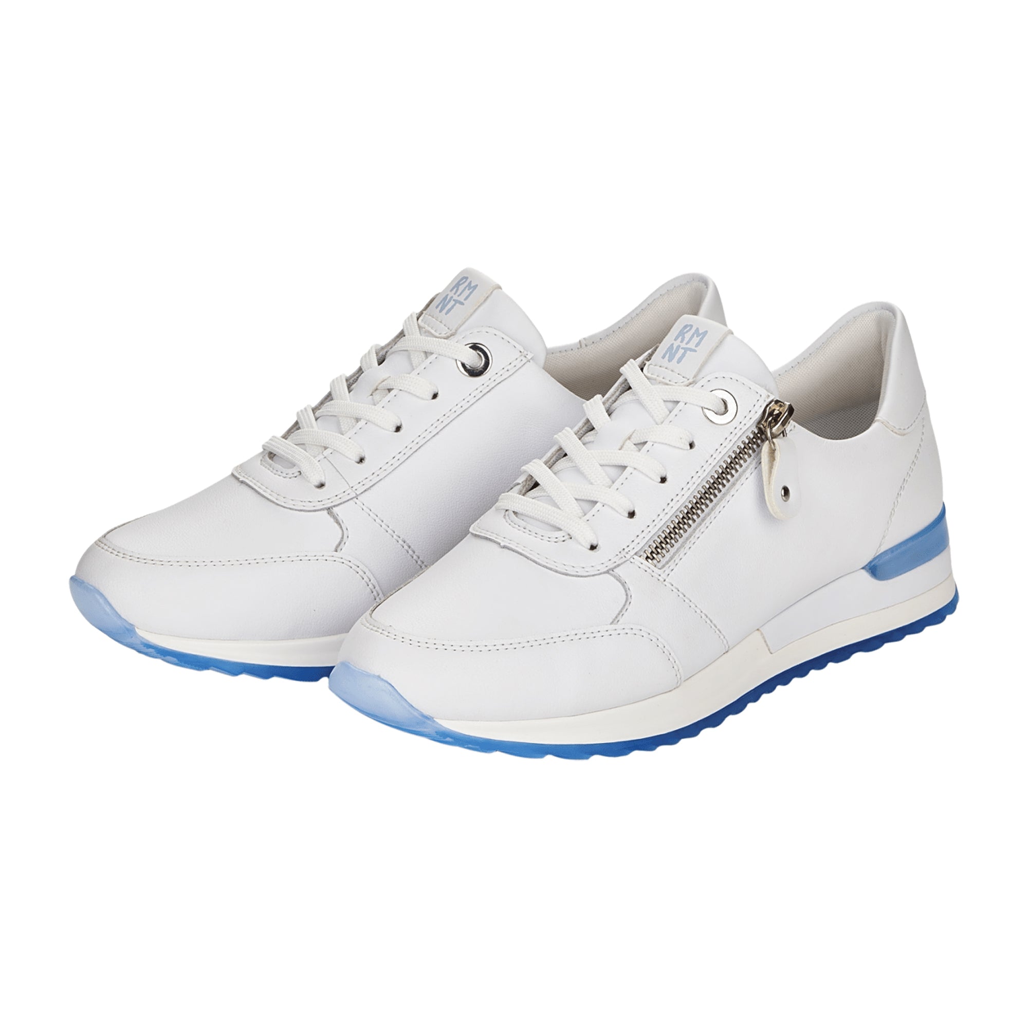 Remonte Women's White Low Sneaker Leather Synthetic Lace-Up Ankle High