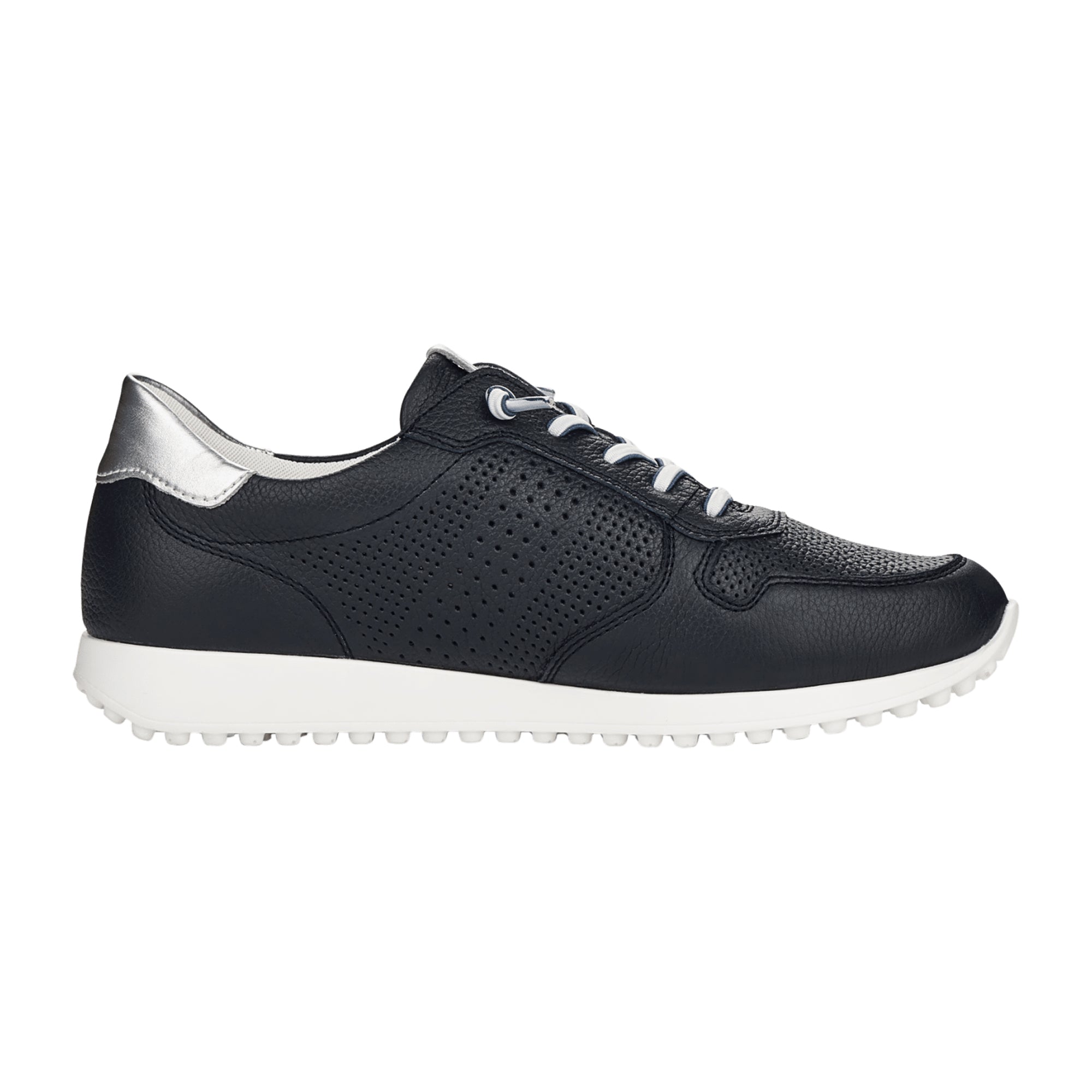 Remonte Women's Blue Leather Slip-On Shoes with Wedge Heel