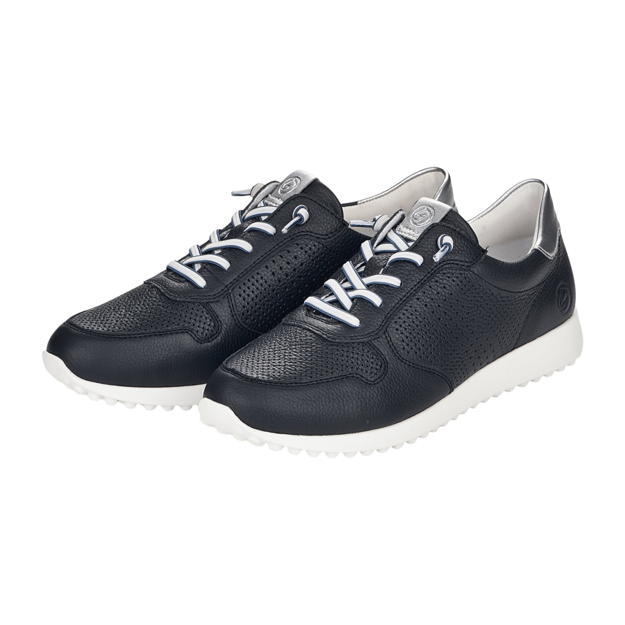 Remonte Women's Blue Leather Slip-On Shoes with Wedge Heel
