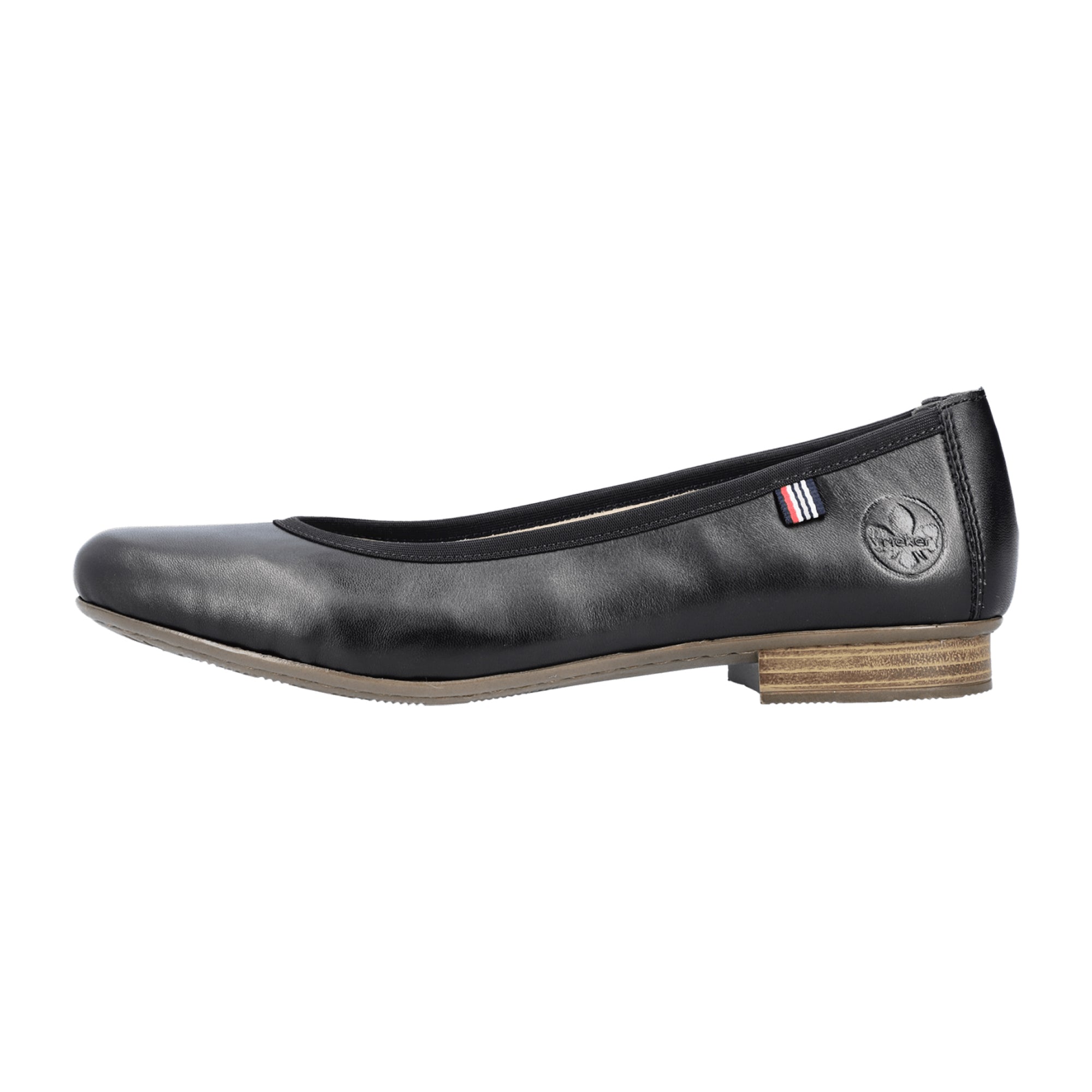 Rieker Women's Comfortable Black Leather Slip-On Pumps with Block Heel