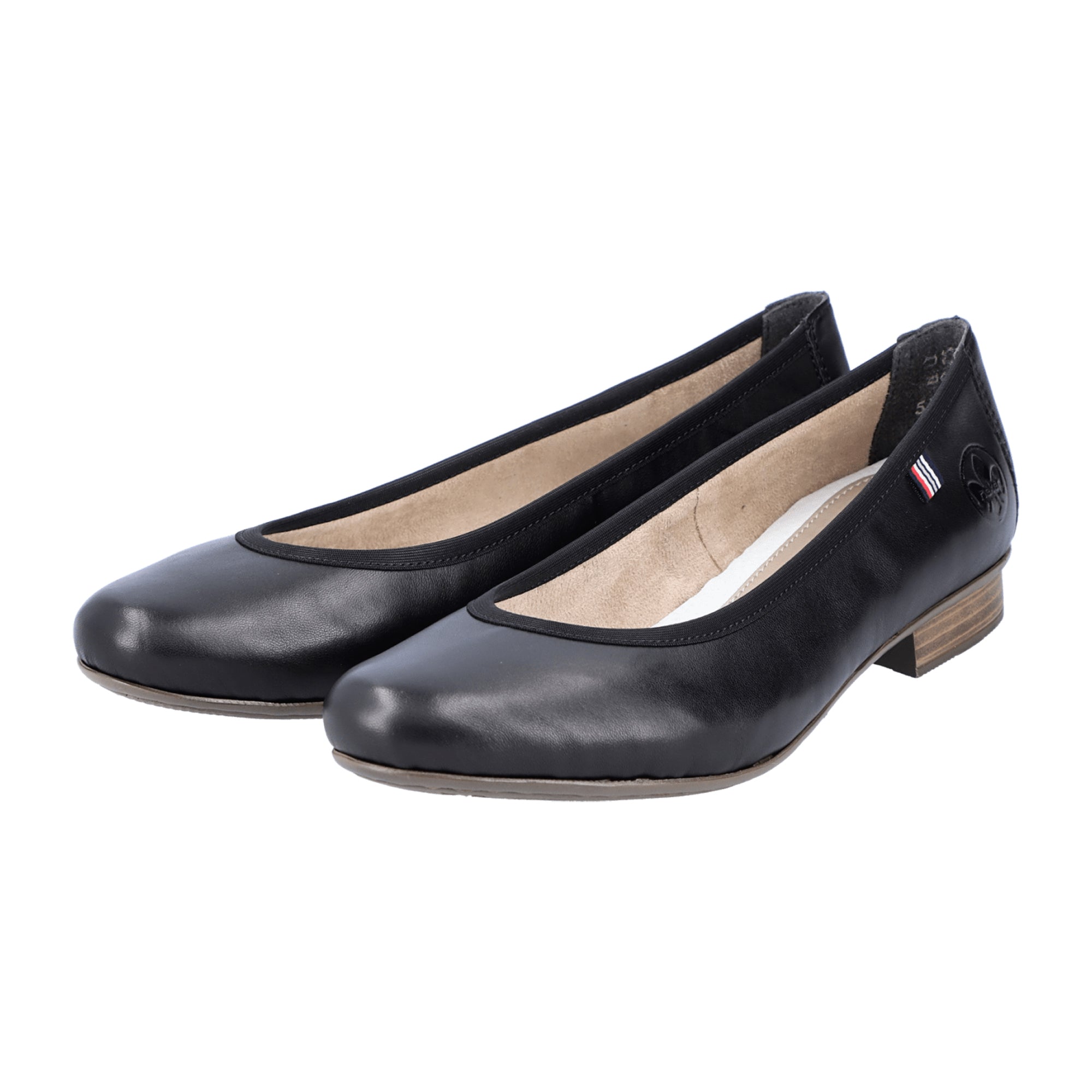 Rieker Women's Comfortable Black Leather Slip-On Pumps with Block Heel