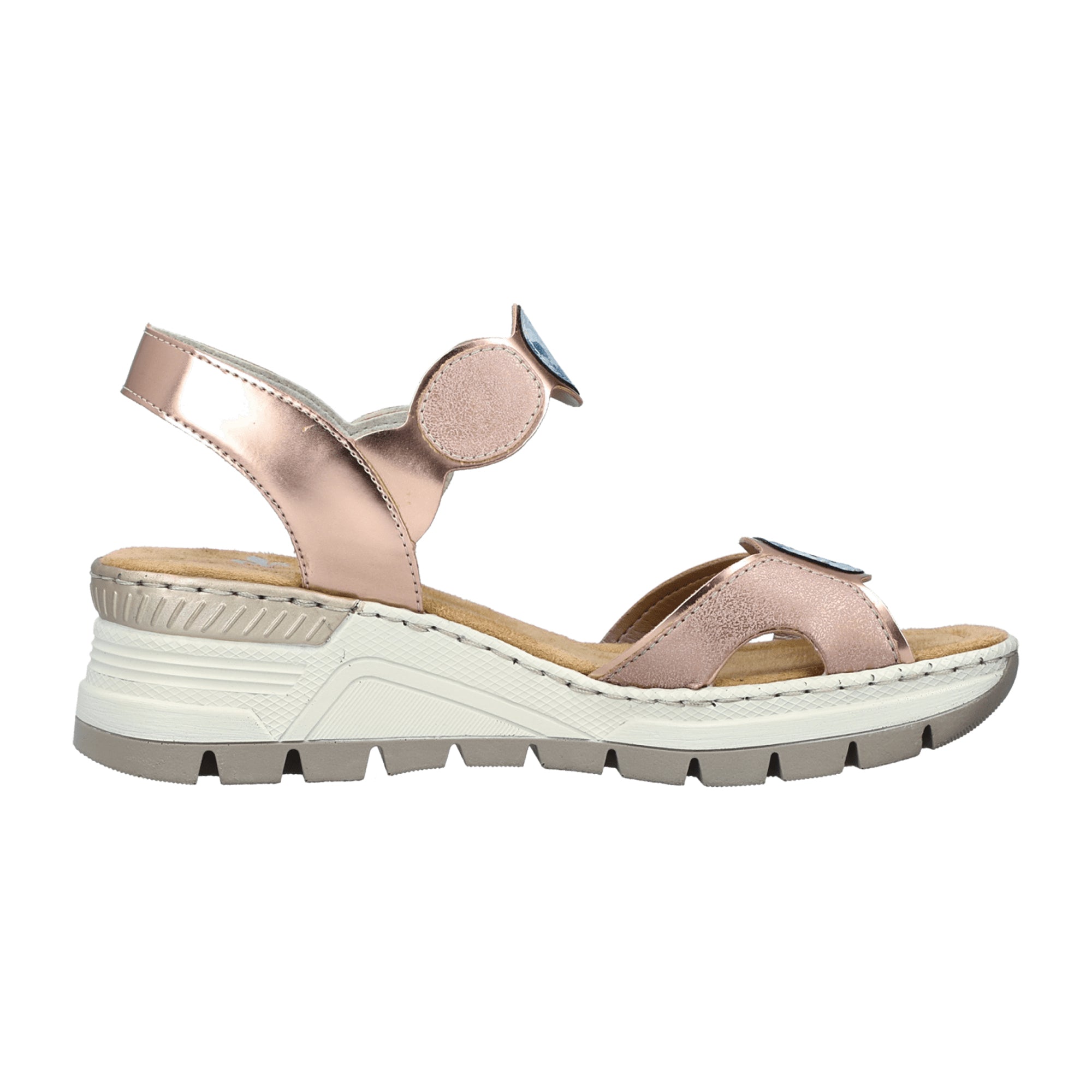 Rieker Women's Pink Wedge Sandals Comfortable Synthetic Casual Footwear
