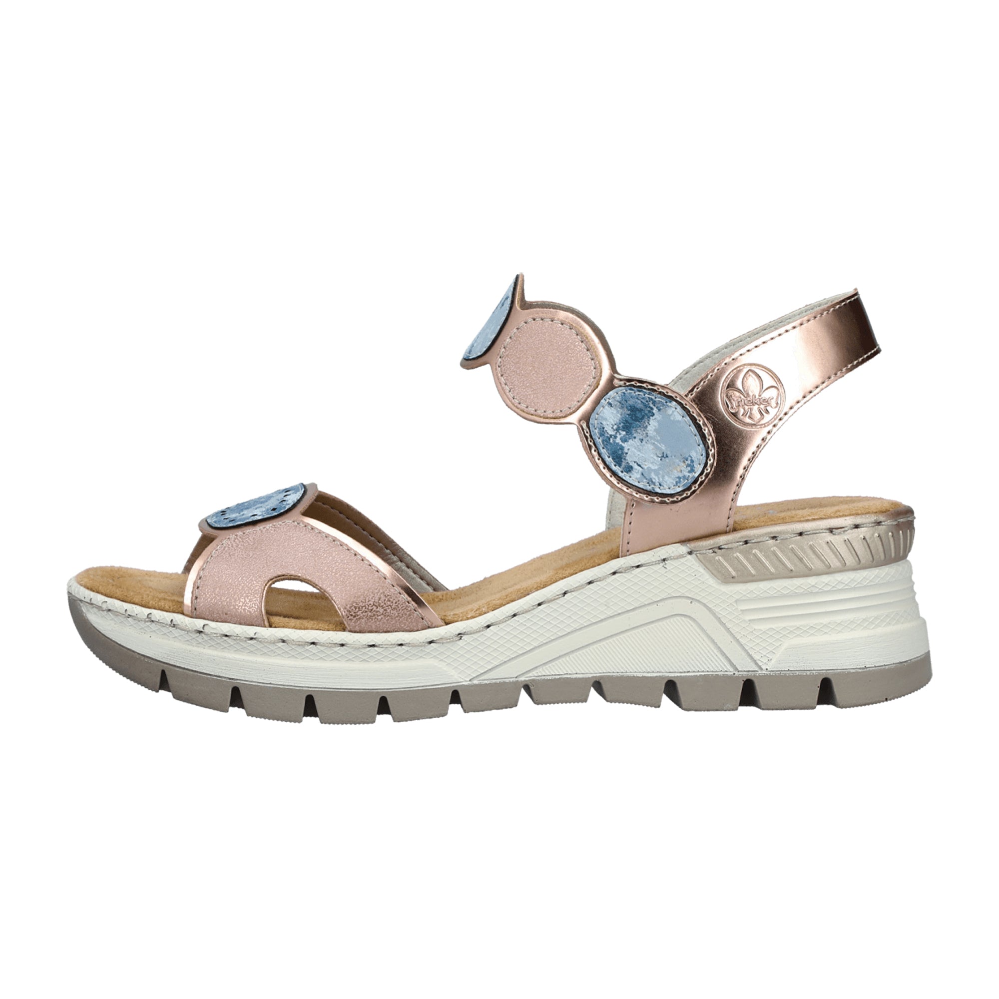 Rieker Women's Pink Wedge Sandals Comfortable Synthetic Casual Footwear