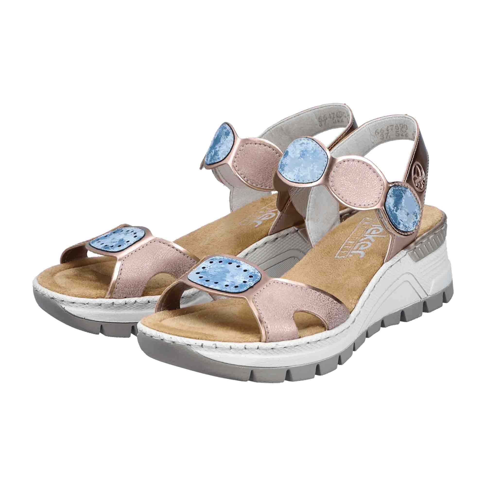 Rieker Women's Pink Wedge Sandals Comfortable Synthetic Casual Footwear