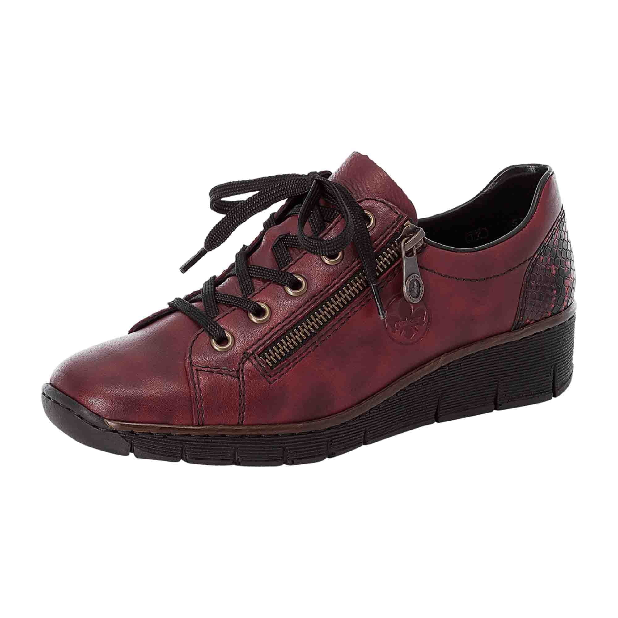 Rieker Red Comfortable Lace-Up Shoes for Women Model 53702-35